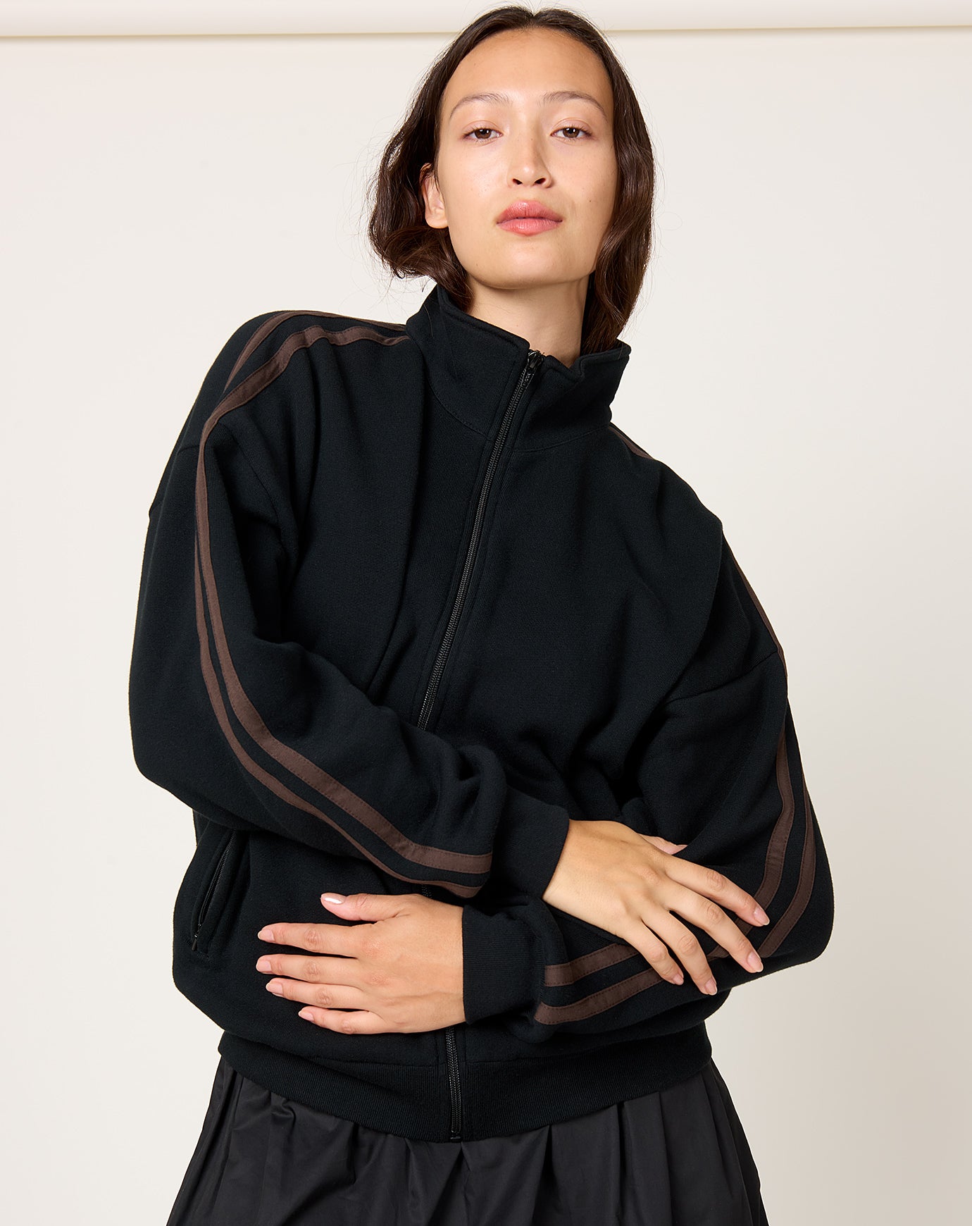 6397 Fleecy Track Zip Up in Black