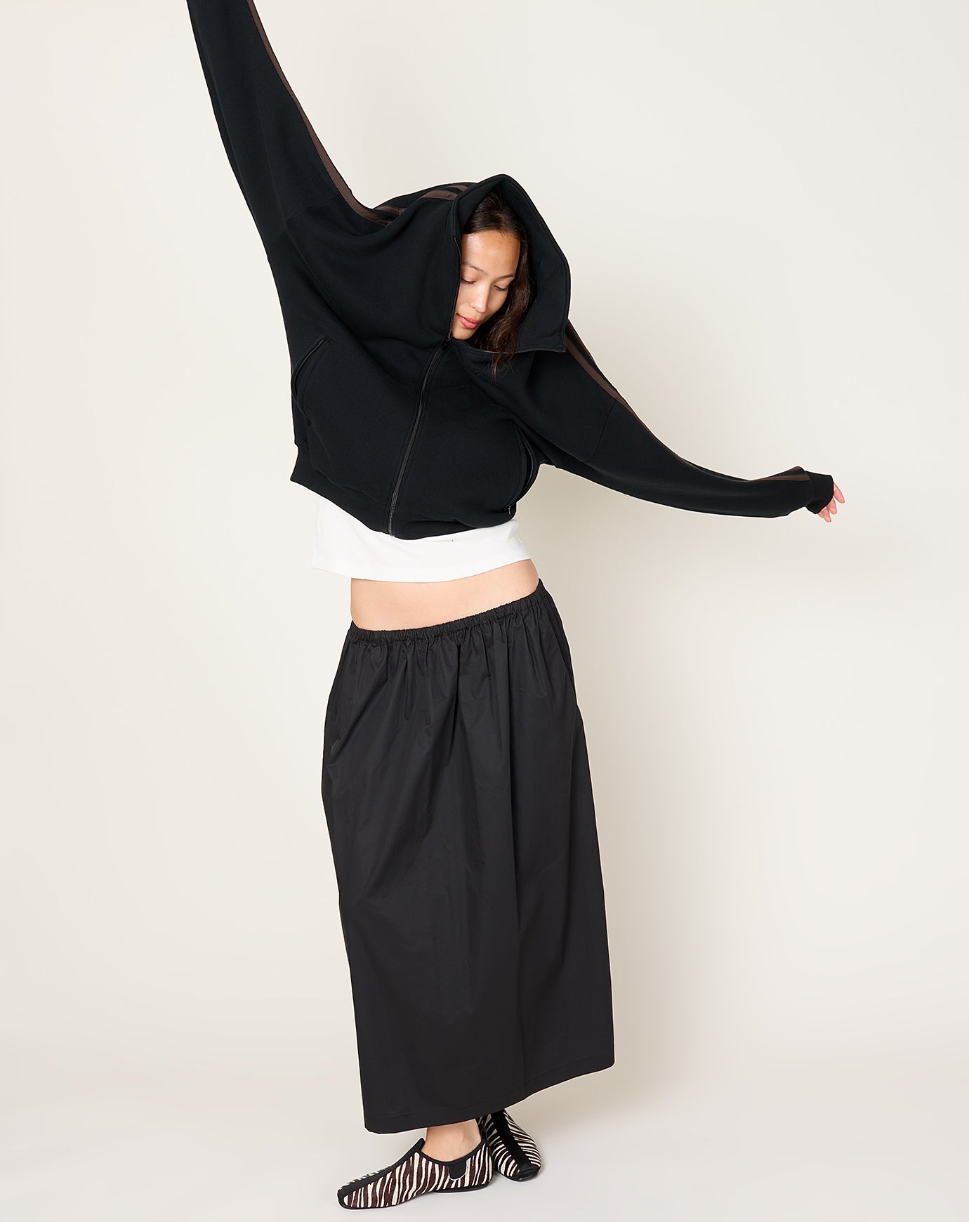 6397 Fleecy Track Zip Up in Black