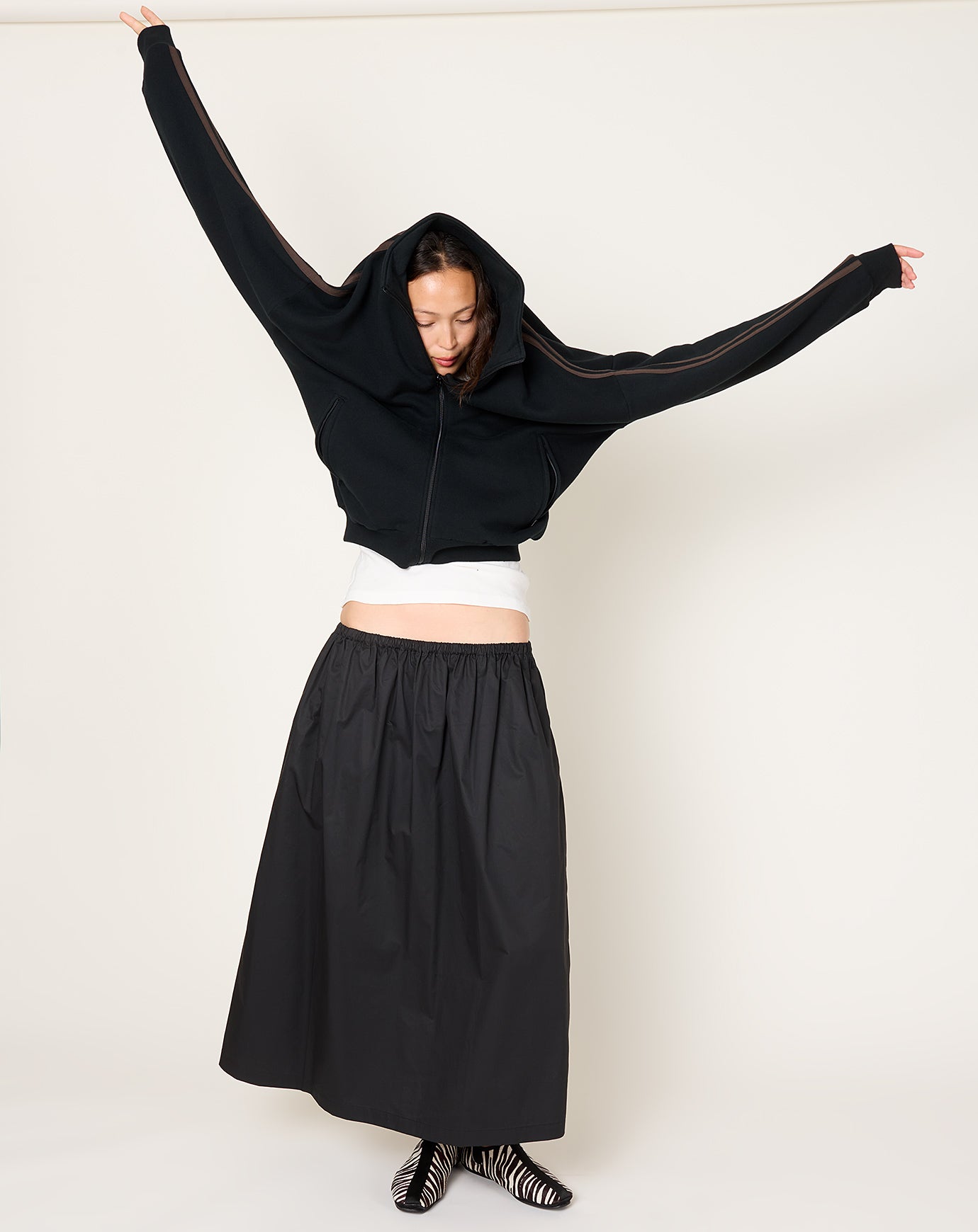6397 Fleecy Track Zip Up in Black