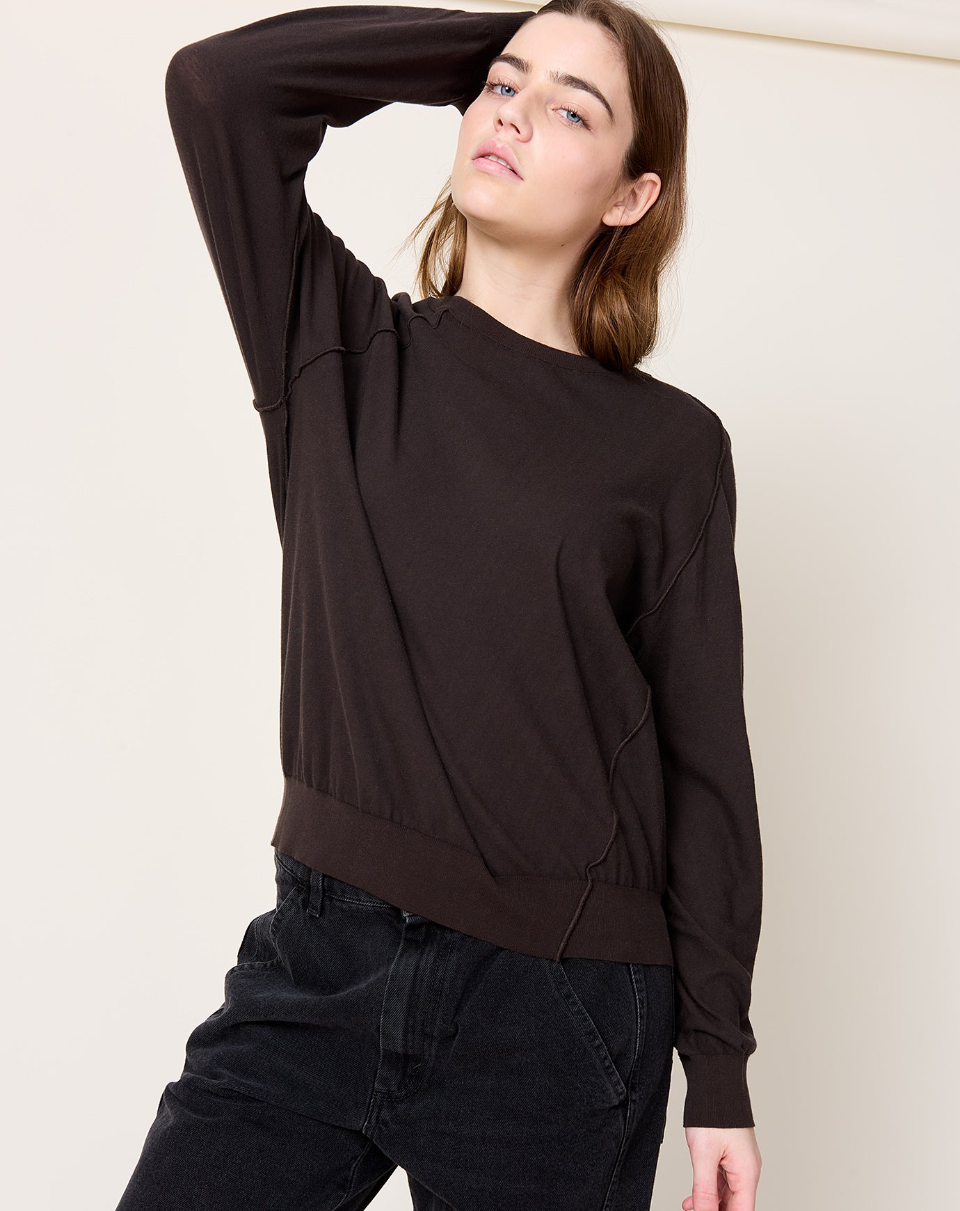 6397 Inside Out Crewneck in Espresso