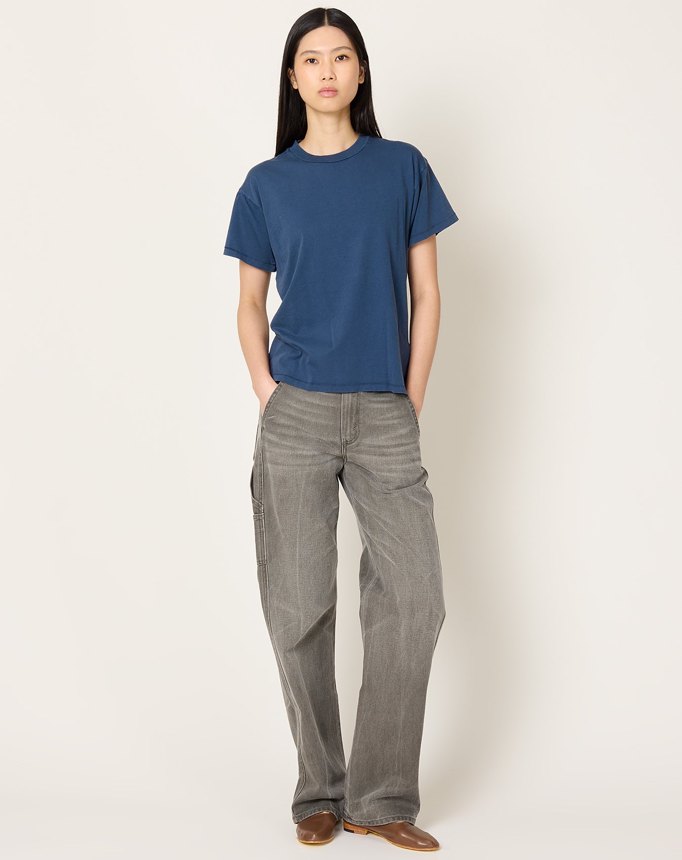 6397 Long Painter Jean in Charcoal