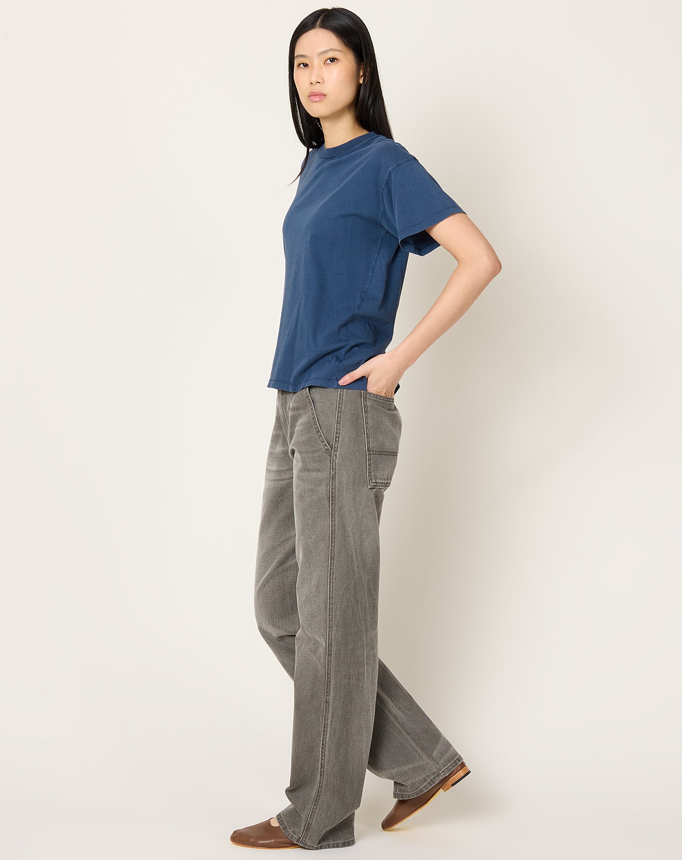 6397 Long Painter Jean in Charcoal