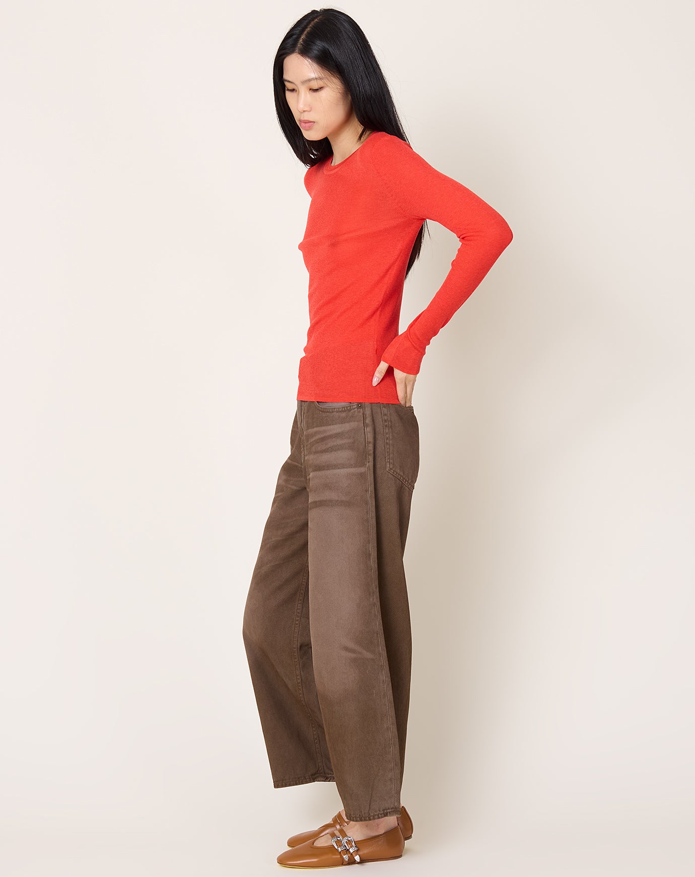6397 L/S Heirloom Tee in Orange Red