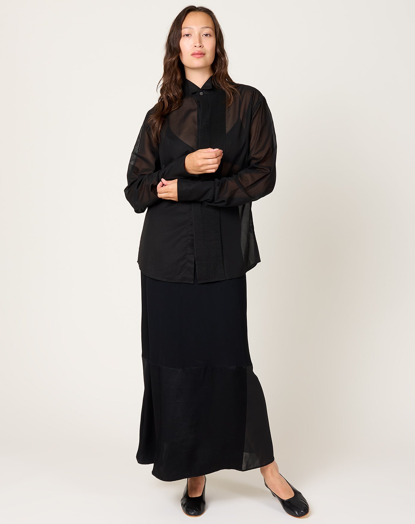 6397 Micro Pleat Formal Shirt in Black