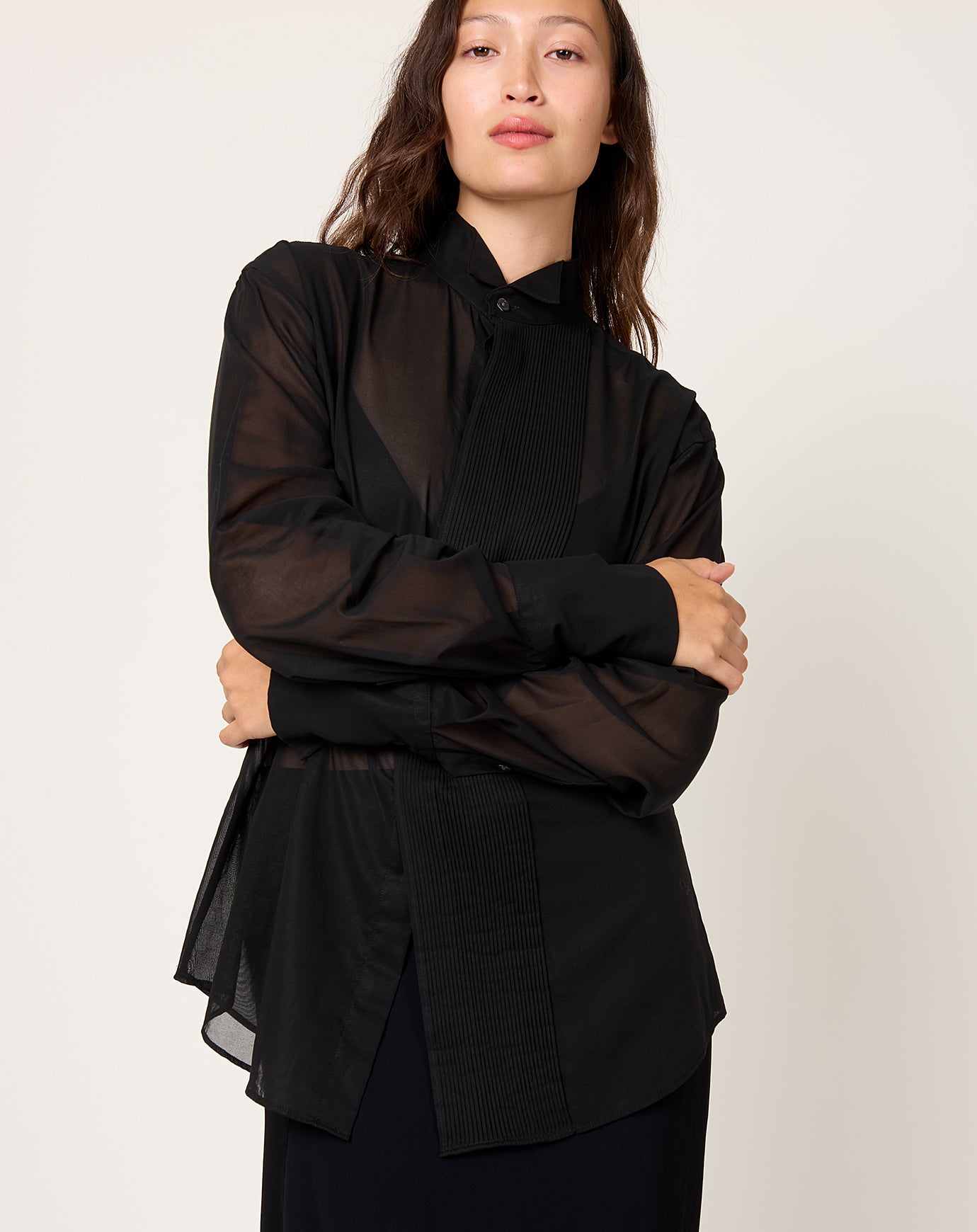 6397 Micro Pleat Formal Shirt in Black