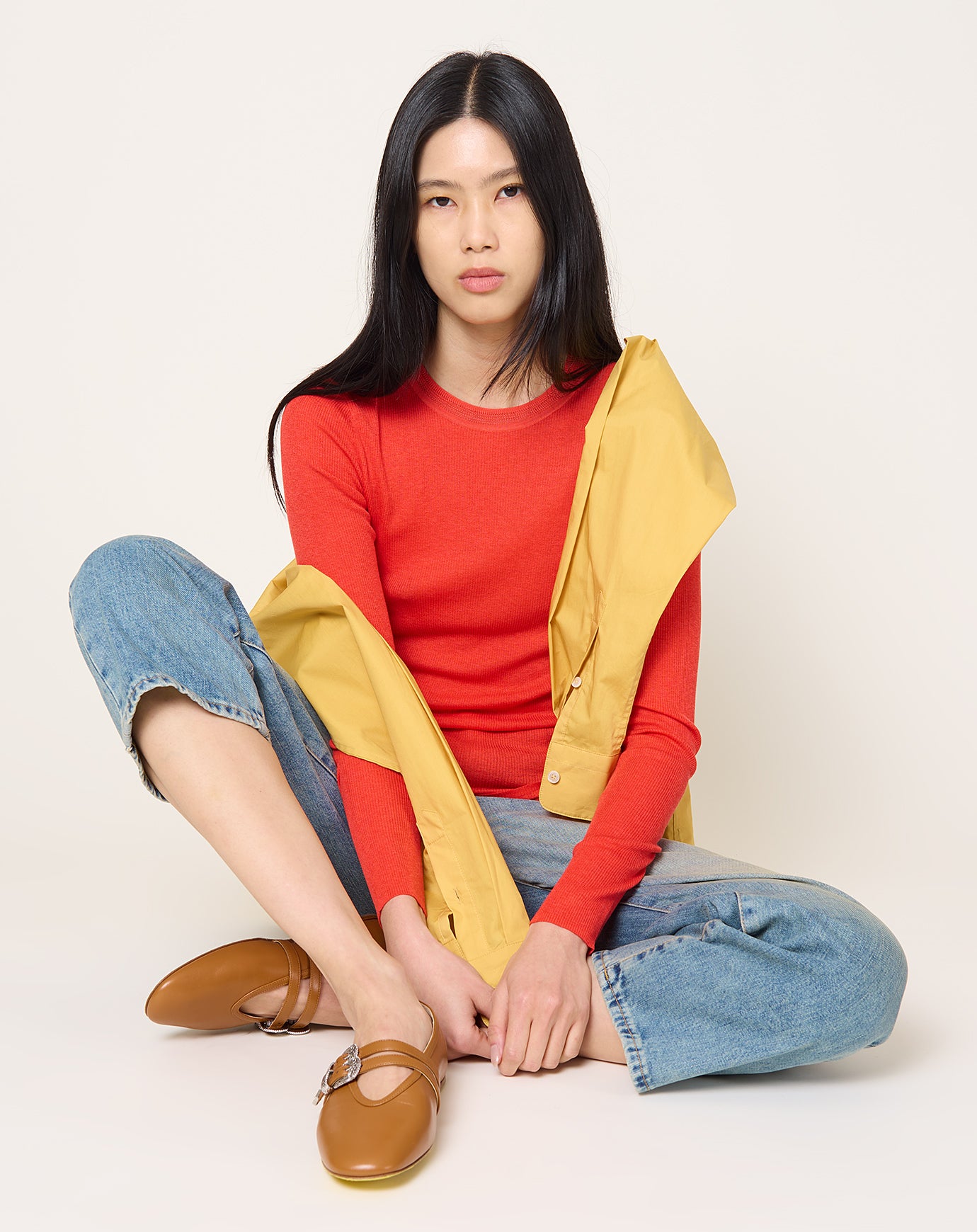 6397 L/S Heirloom Tee in Orange Red