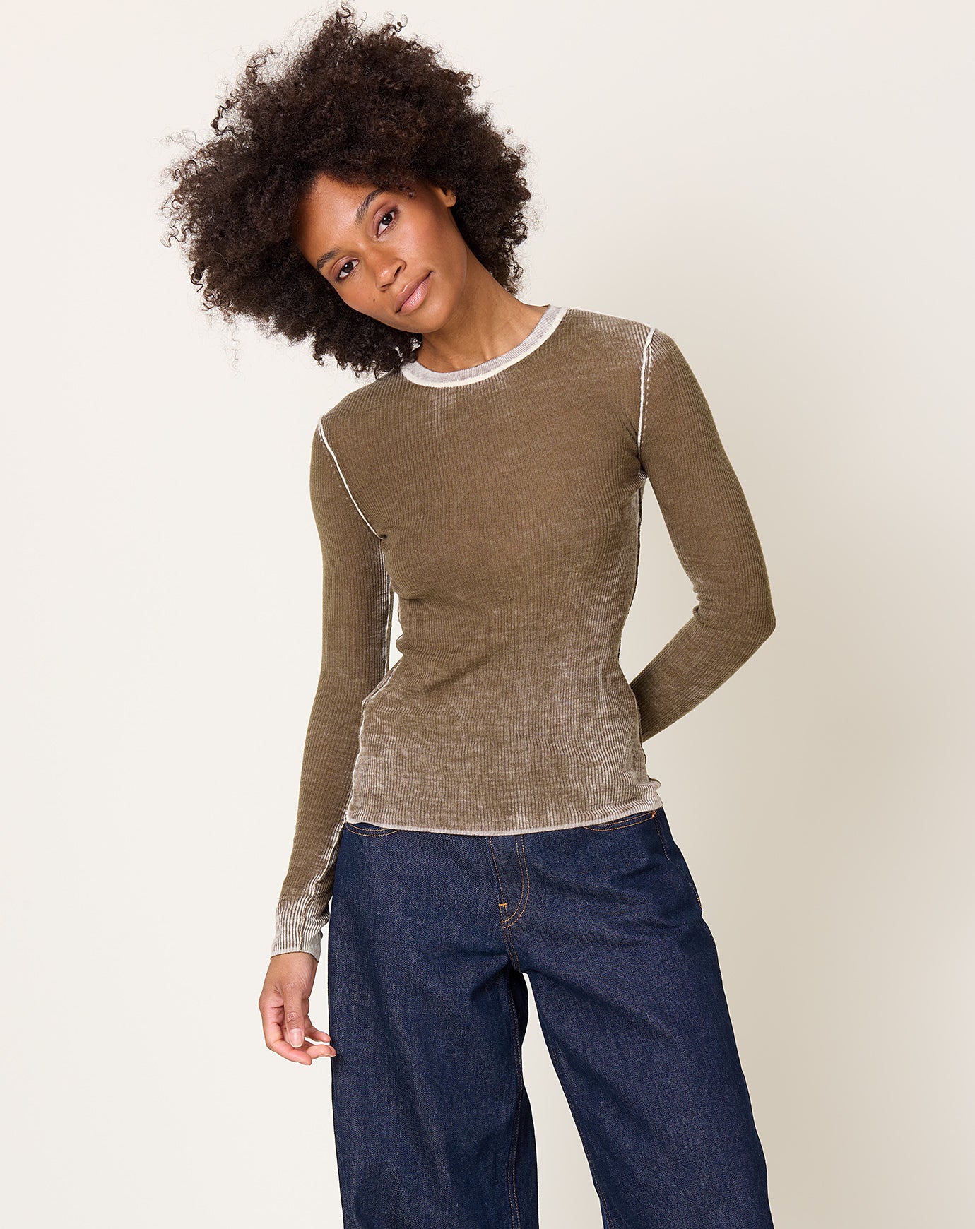 6397 Printed L/S Crew in Caper