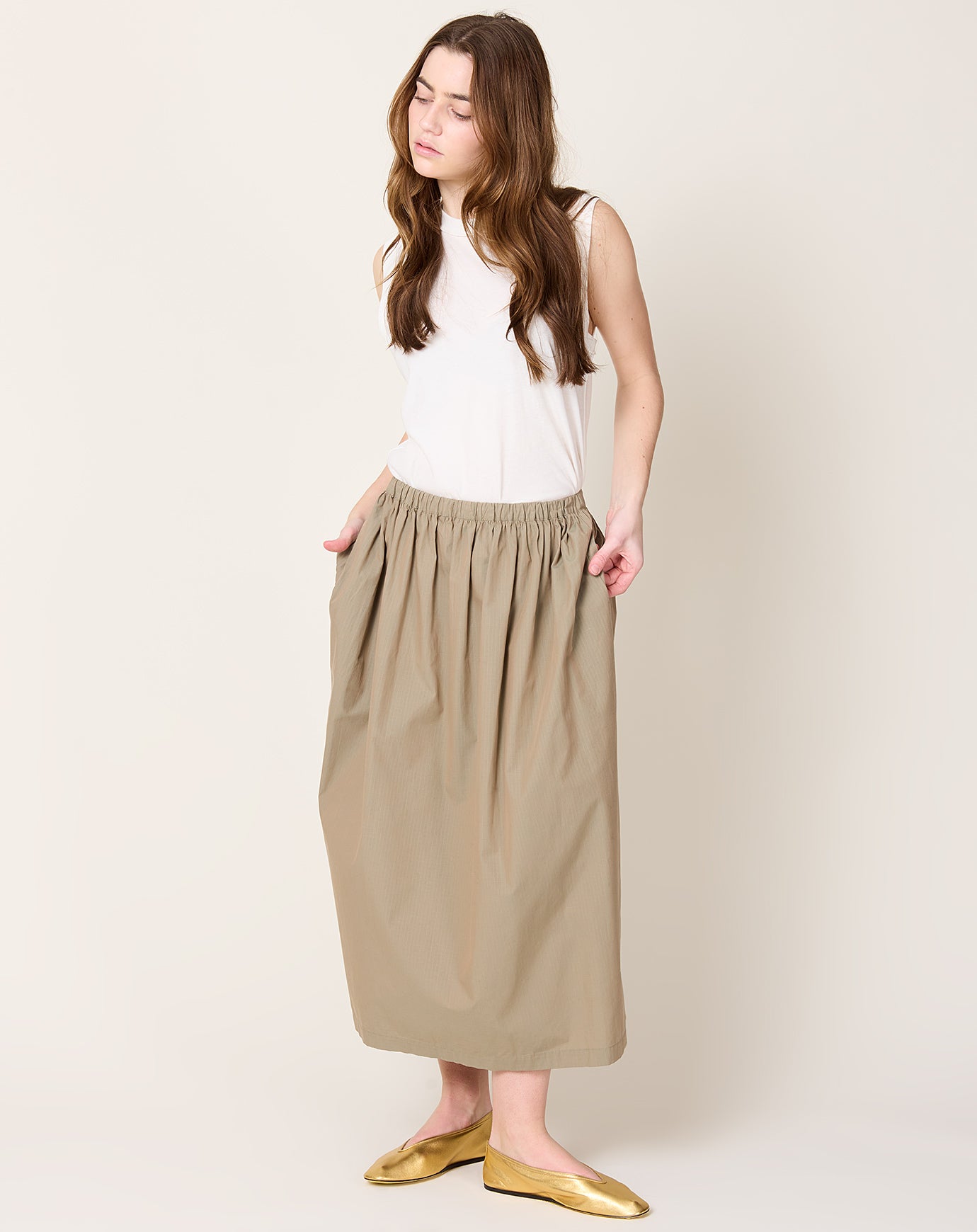 6397 Pull-on skirt in Iridescent Army