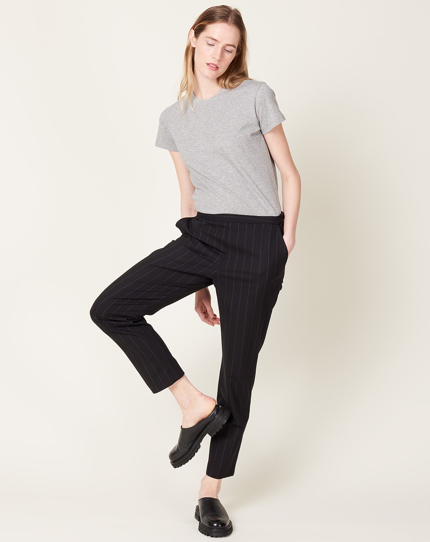 6397 Slim Pull On Pant in Pinstripe