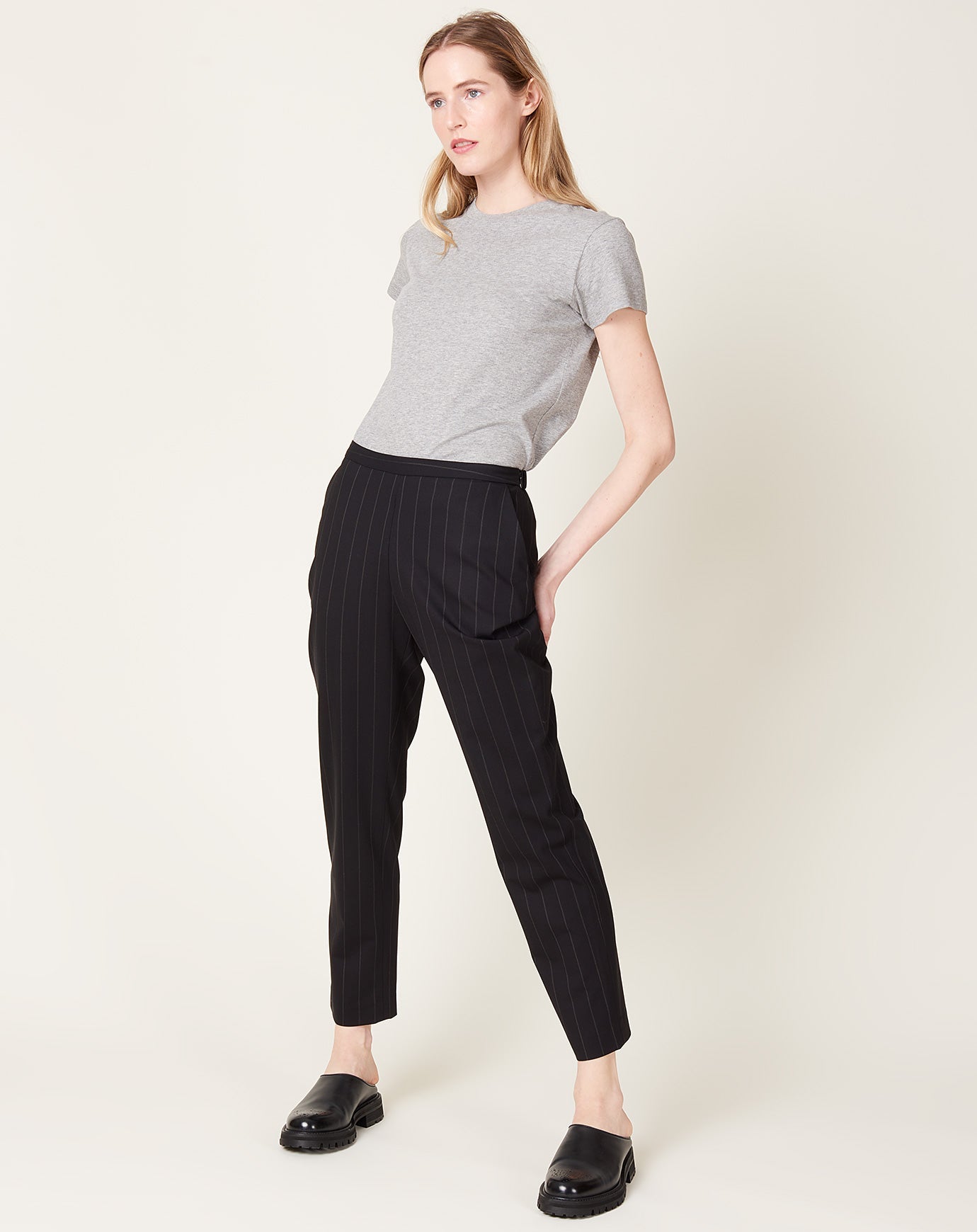 6397 Slim Pull On Pant in Pinstripe