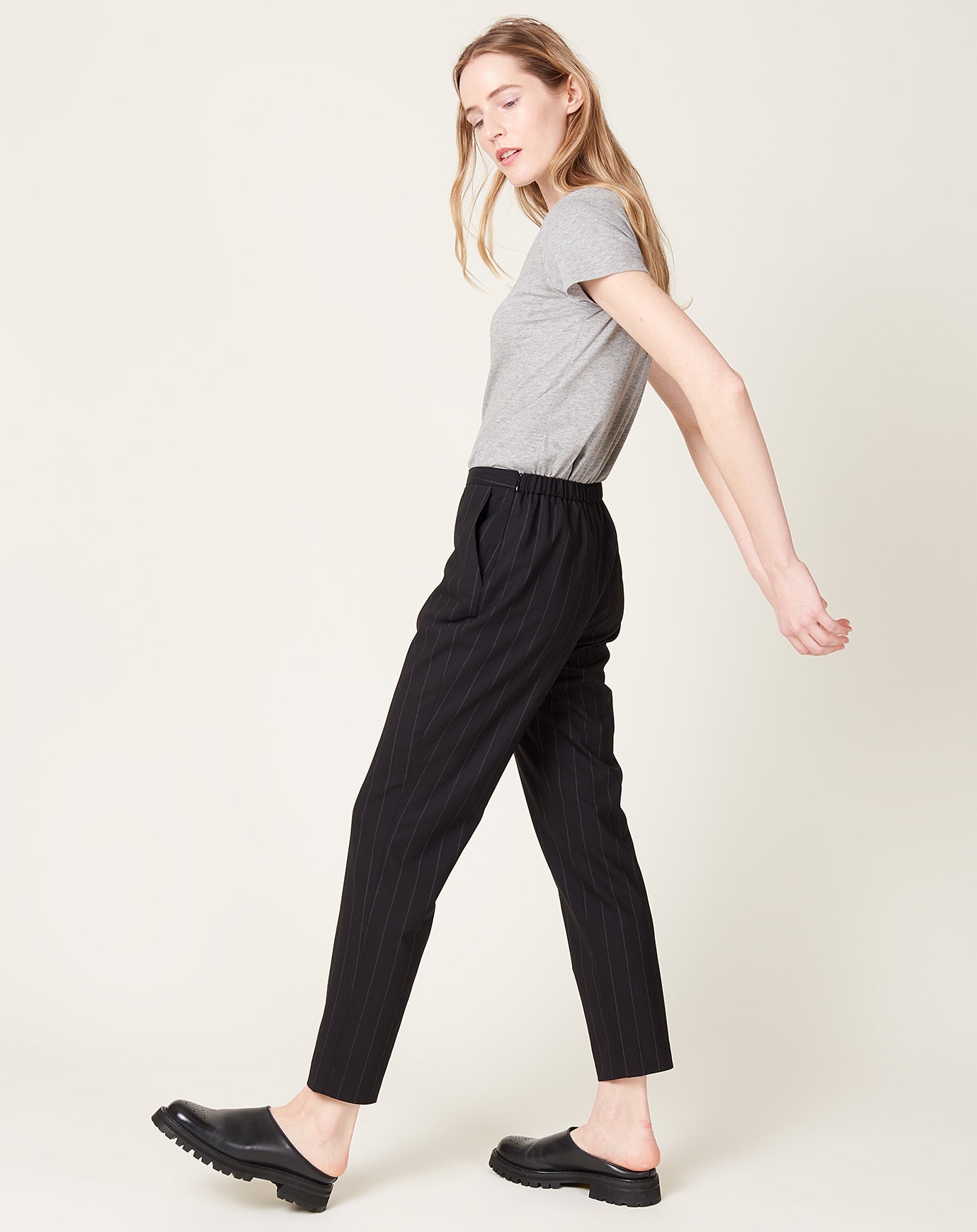 6397 Slim Pull On Pant in Pinstripe