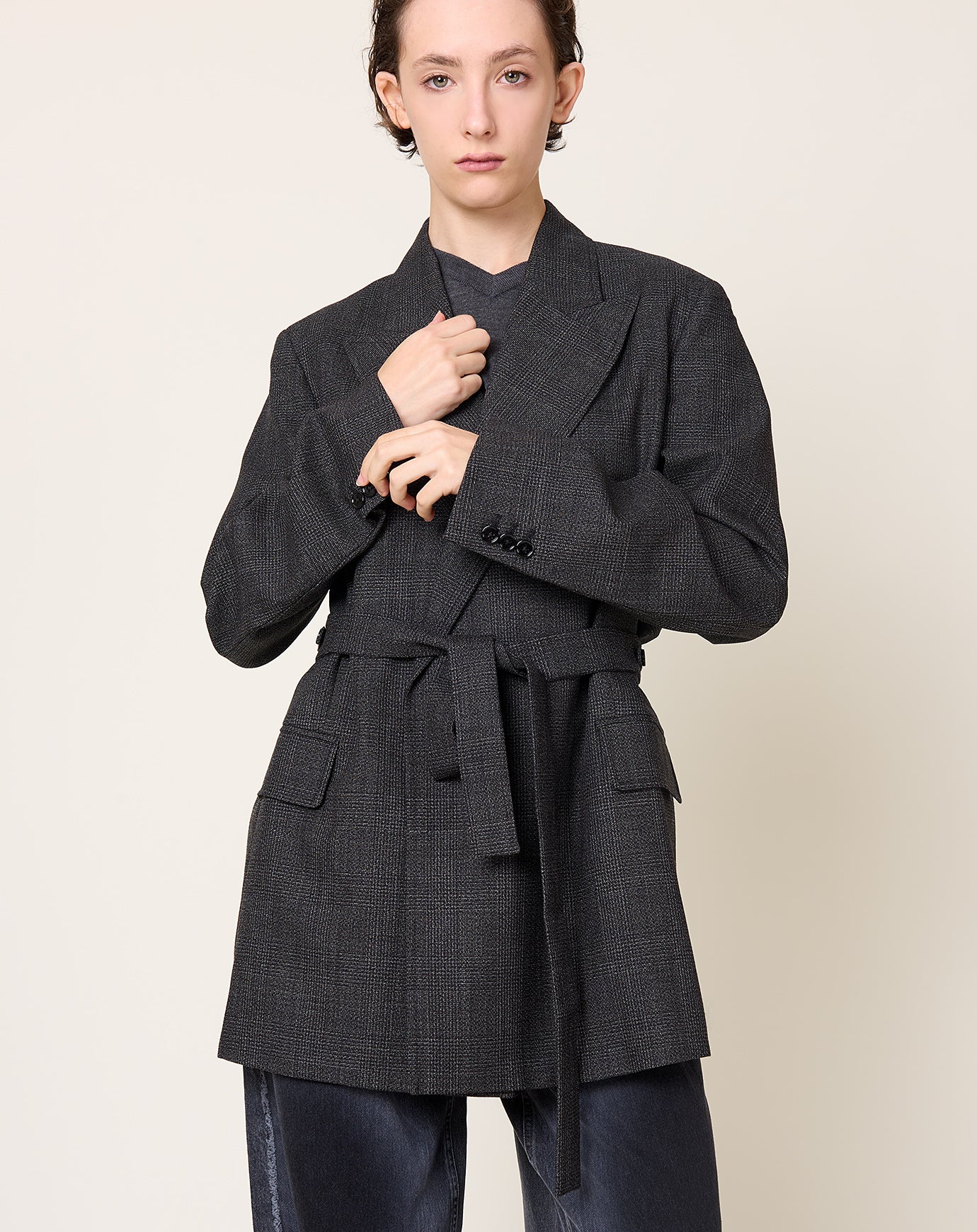 6397 Tailored Robe Blazer in Graphite