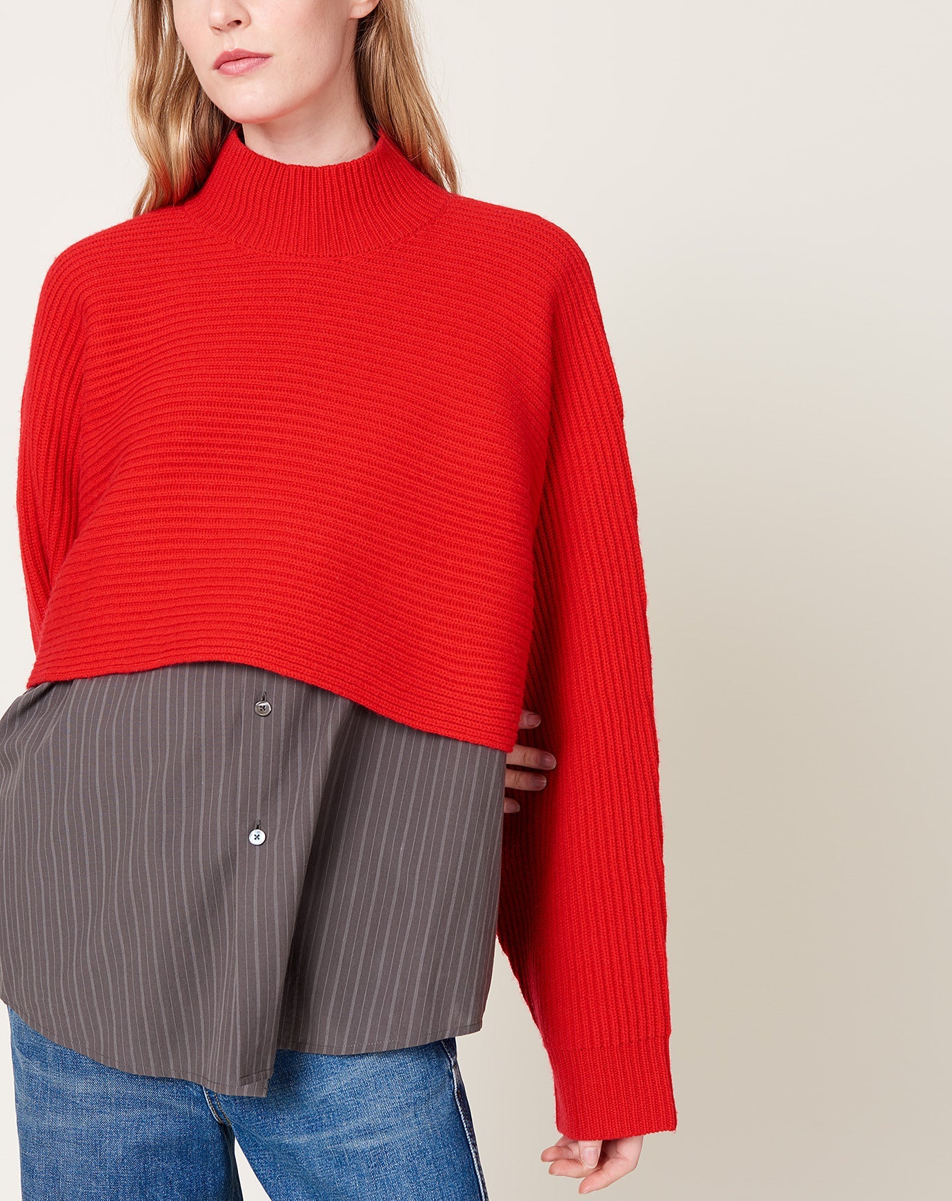 6397 Wide Rib Crop in Rouge