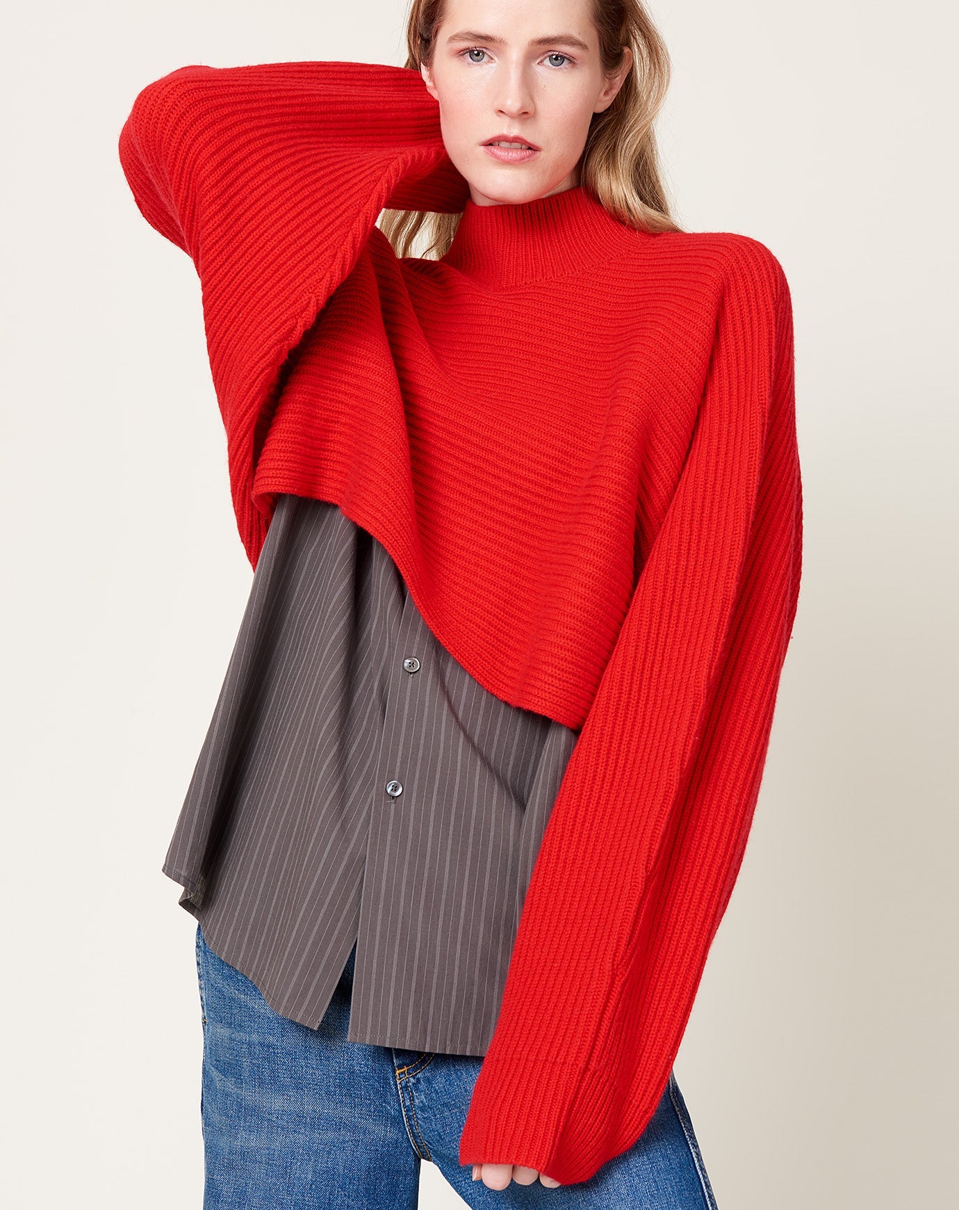 6397 Wide Rib Crop in Rouge