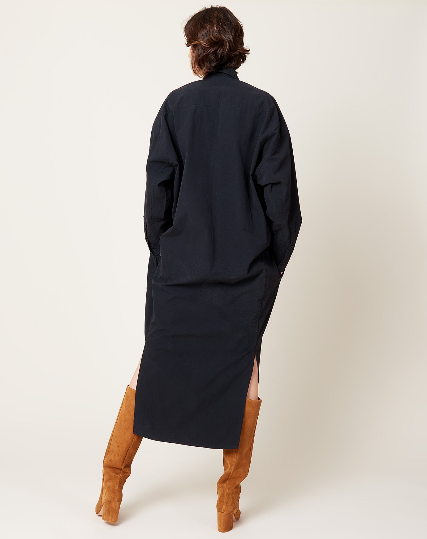 7115 by Szeki Cocoon Maxi Shirtdress in Black