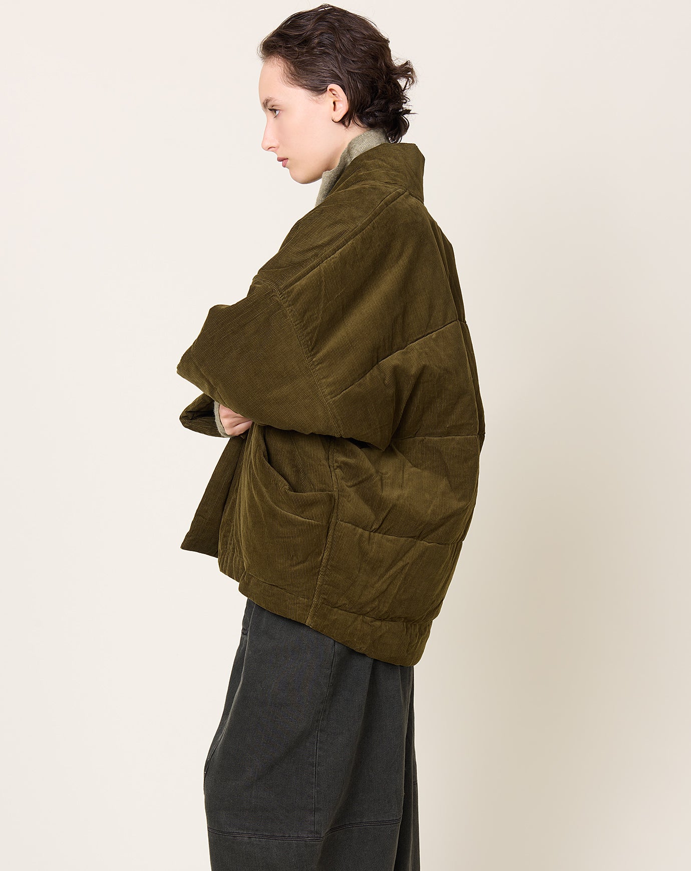 7115 by Szeki Corduroy Sumo Puffer in Olive
