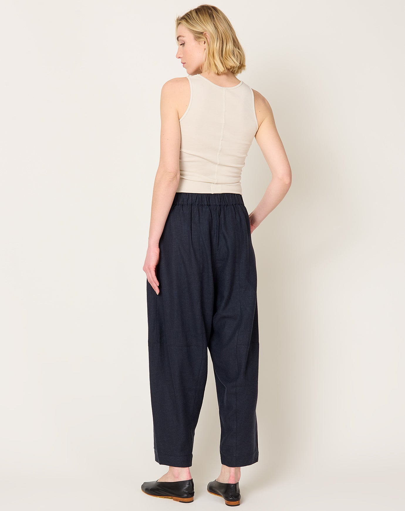 7115 by Szeki Elastic Panel Barrel Trouser in Navy Black