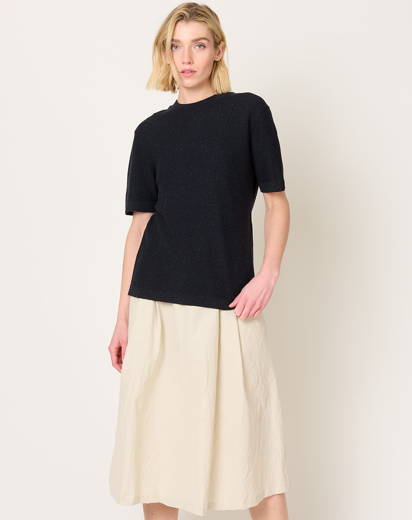 7115 by Szeki Fine Knit Tee in Speckle Black