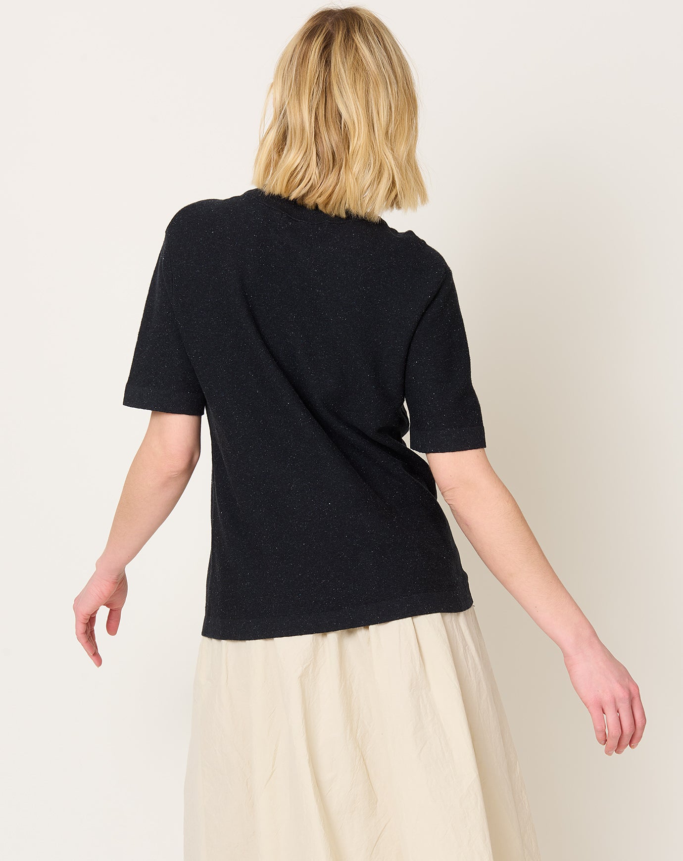 7115 by Szeki Fine Knit Tee in Speckle Black