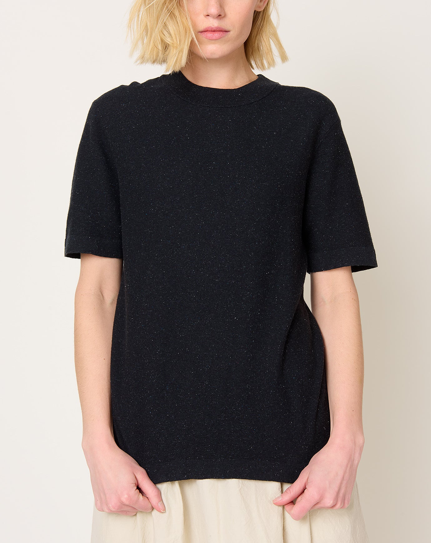 7115 by Szeki Fine Knit Tee in Speckle Black