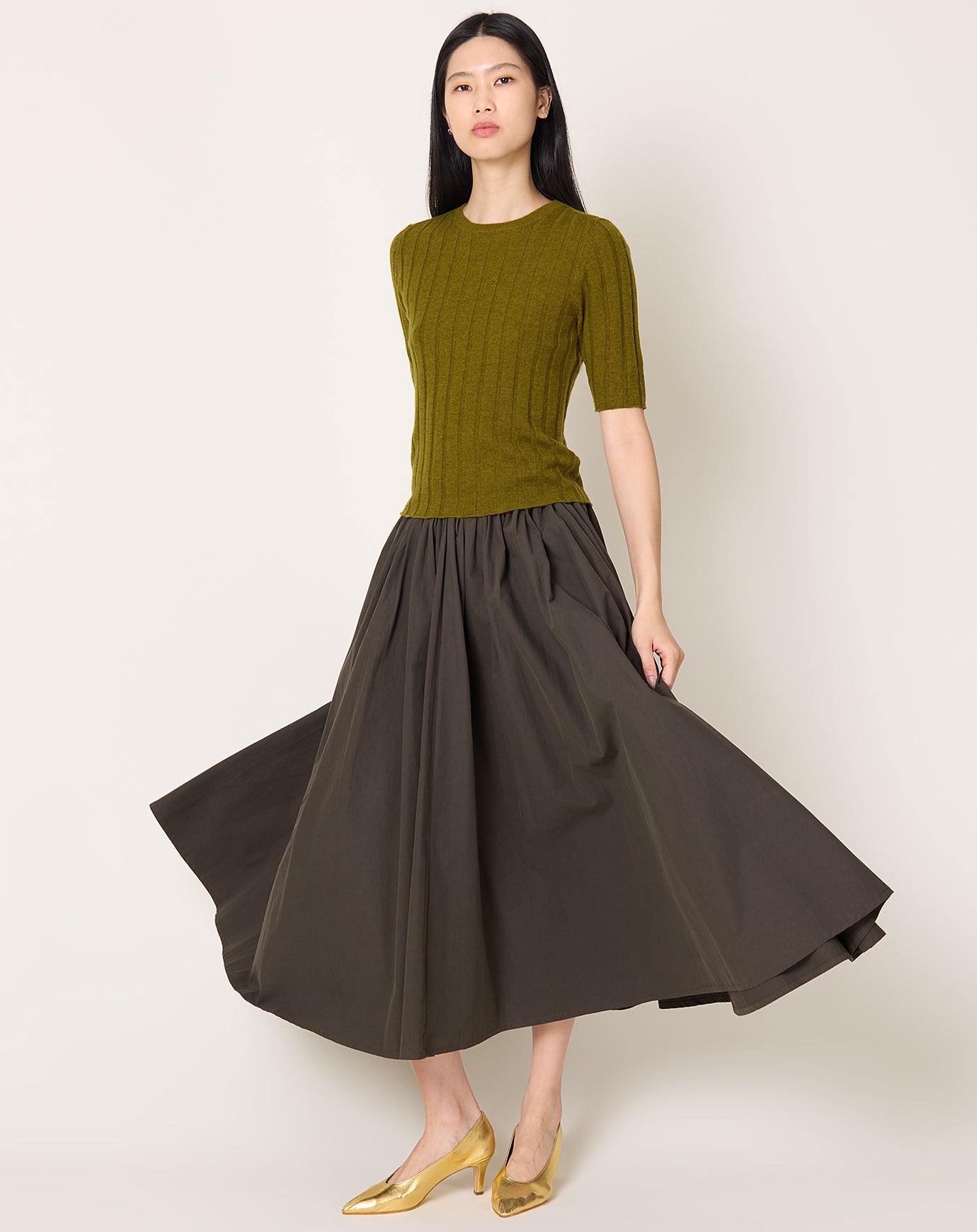 7115 by Szeki Prairie Skirt in Deep Olive