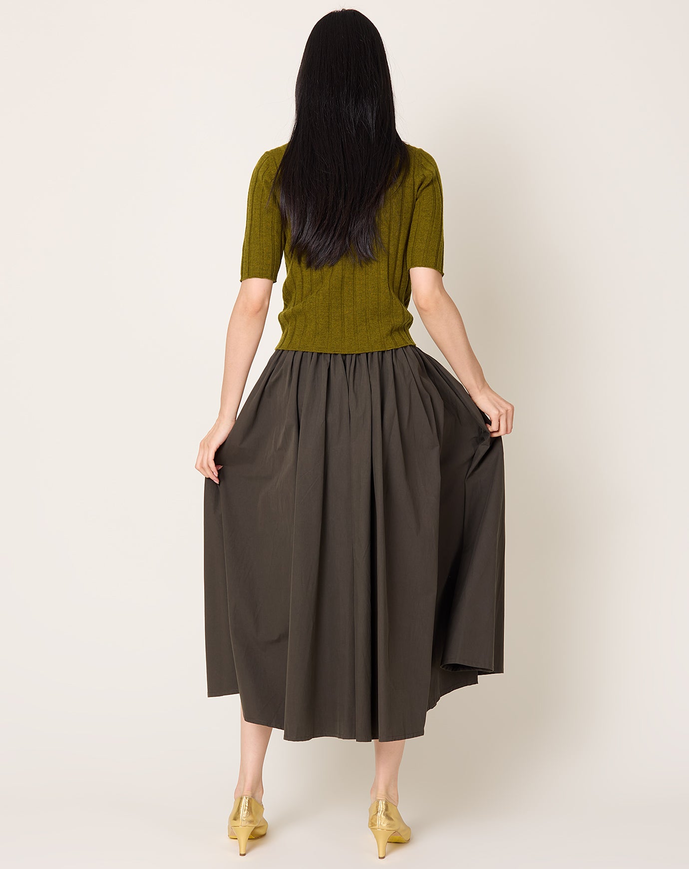 7115 by Szeki Prairie Skirt in Deep Olive