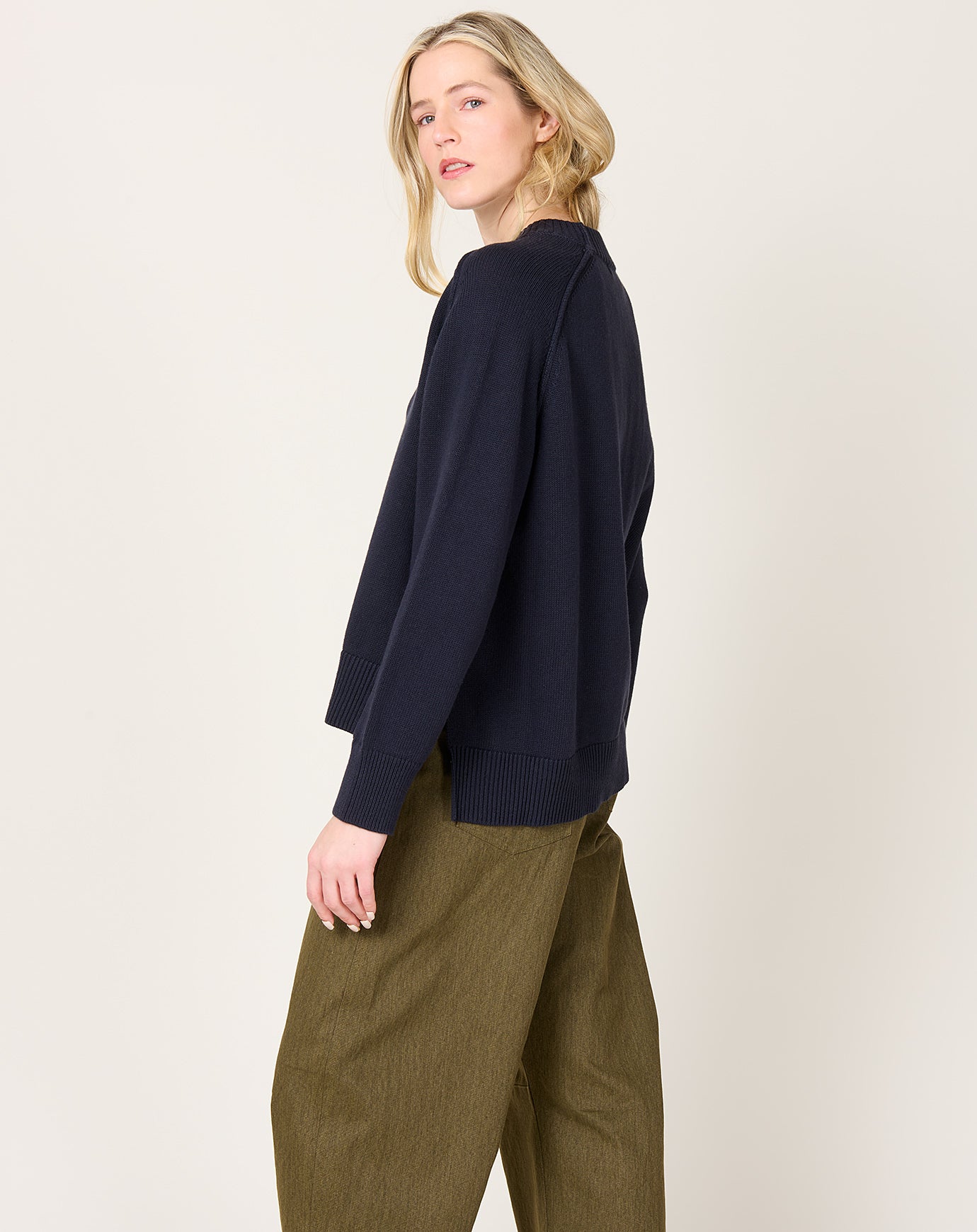 7115 by Szeki Roll Seam Pullover in Navy