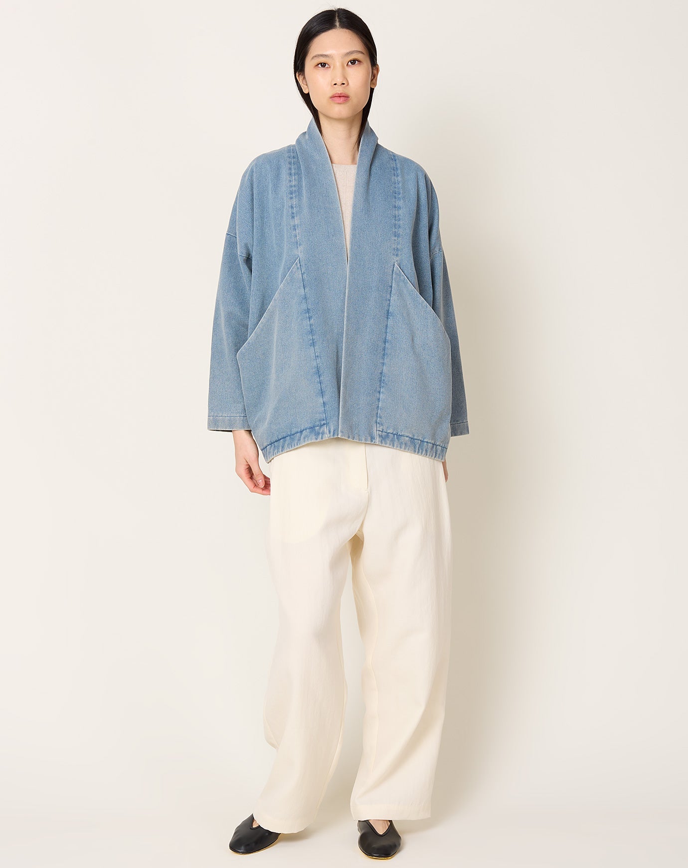 7115 by Szeki Soft Denim Sumo Jacket in Faded Blue