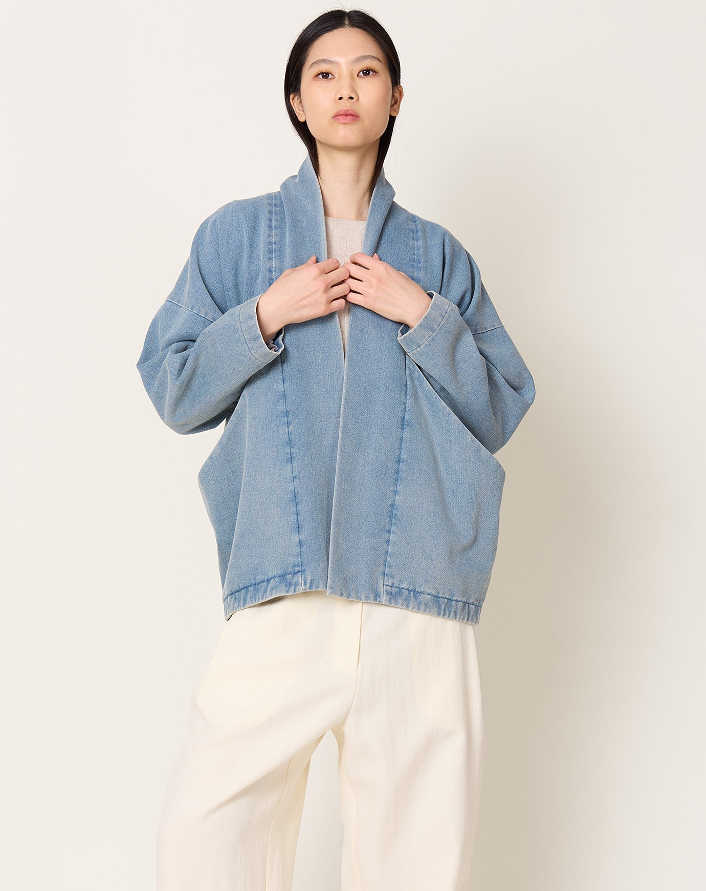 7115 by Szeki Soft Denim Sumo Jacket in Faded Blue