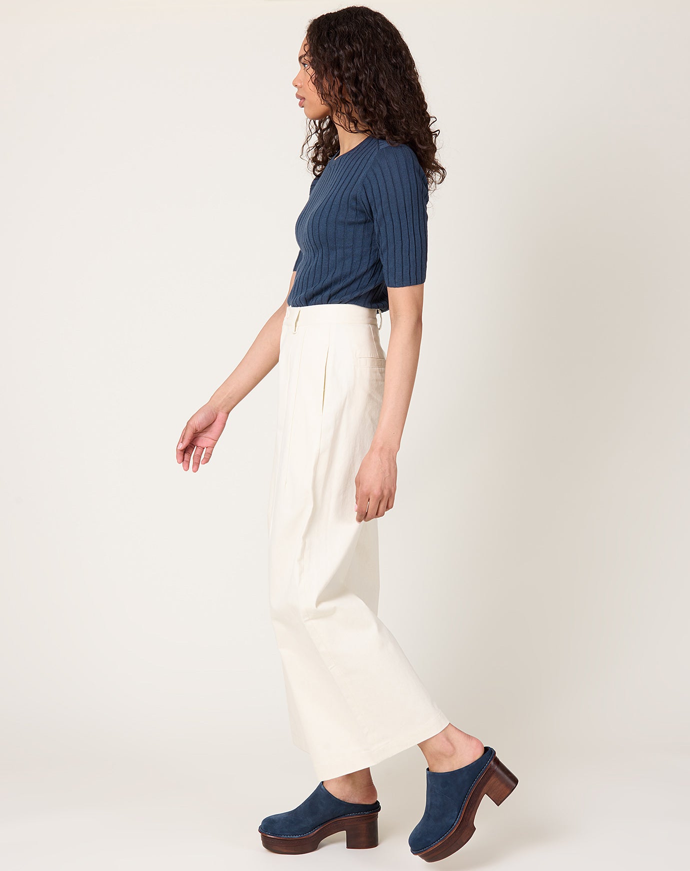 7115 by Szeki Wide-Legged Skate Trouser in Pearl White