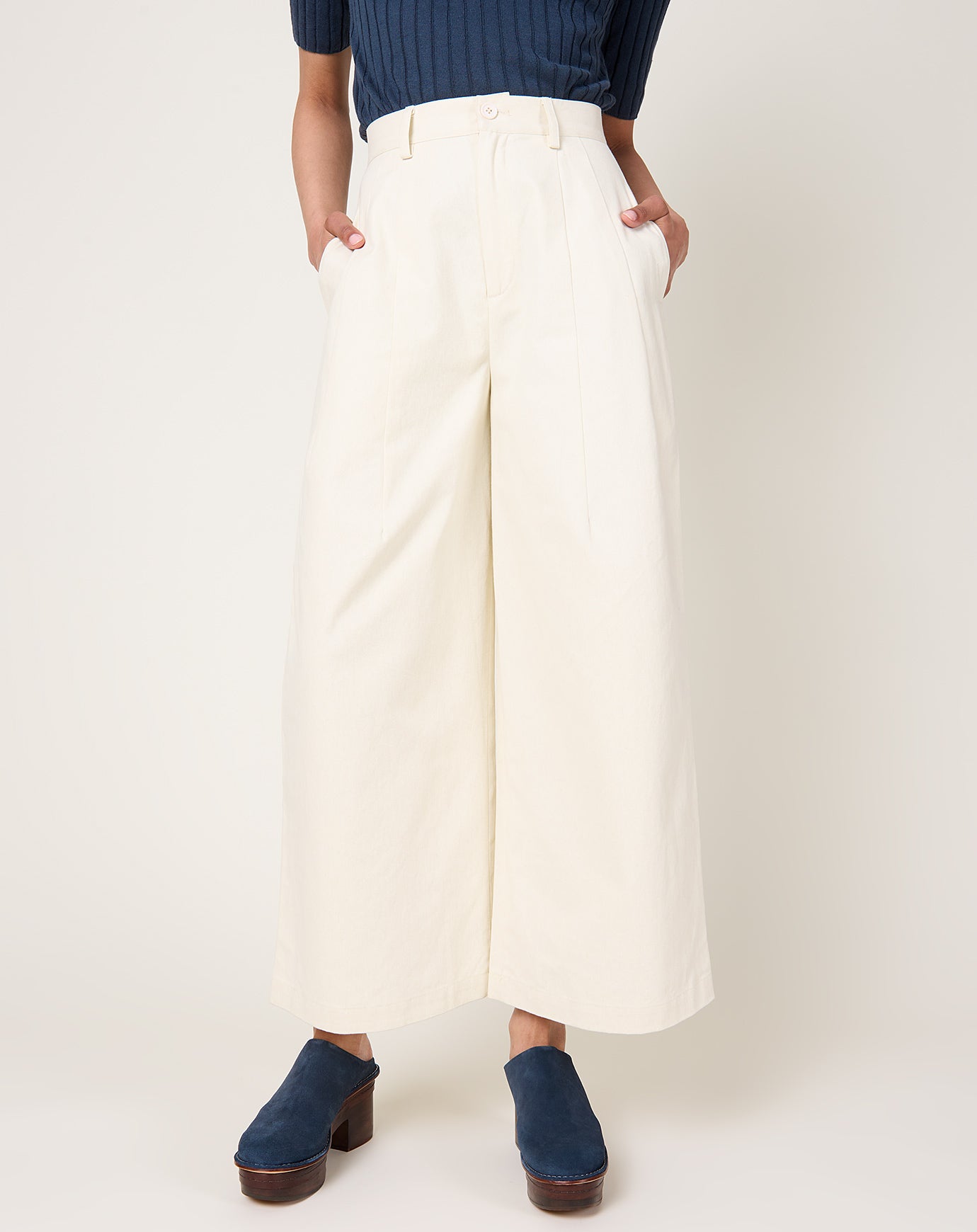 7115 by Szeki Wide-Legged Skate Trouser in Pearl White