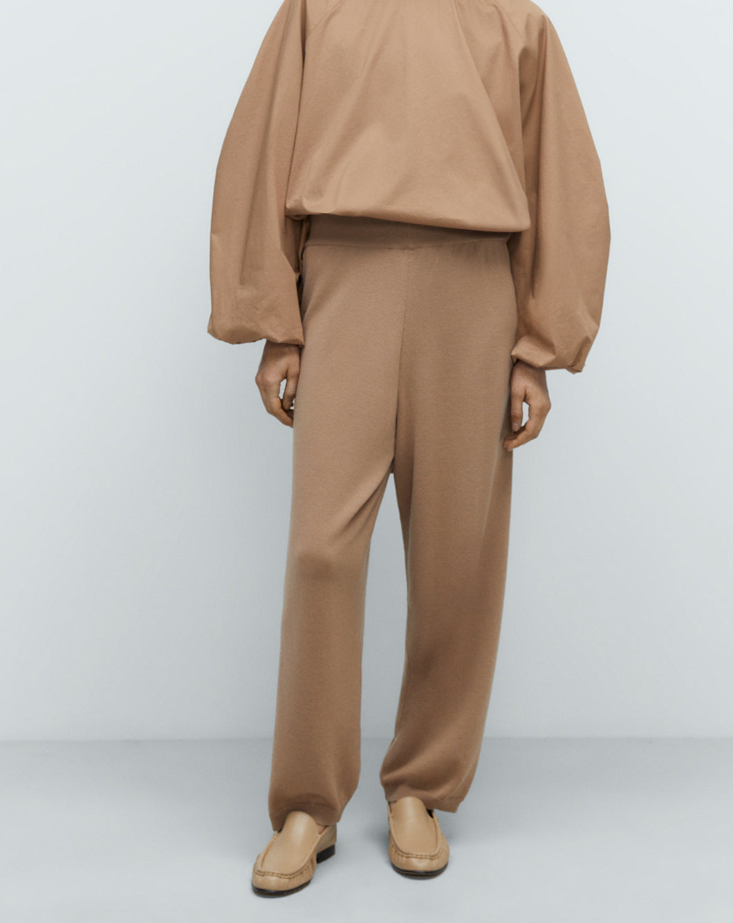 Cordera Merino Wool Straight Pants in Camel