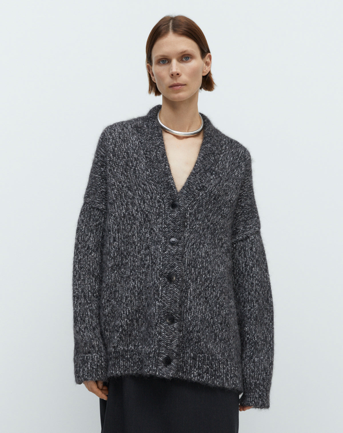 Cordera Oversized Cardigan in Black Melange