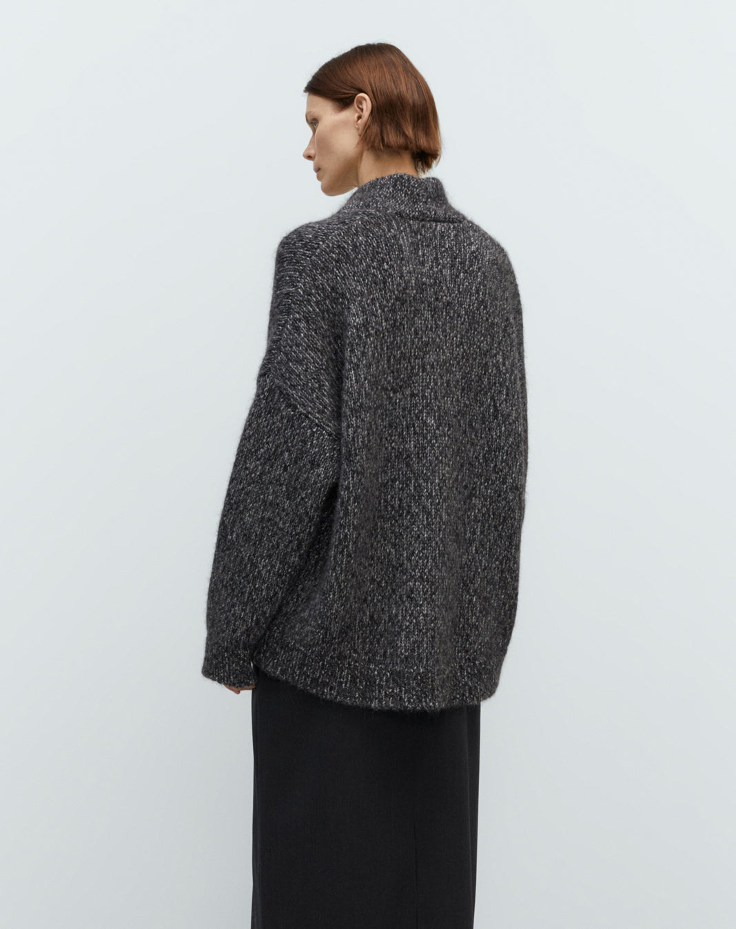 Cordera Oversized Cardigan in Black Melange