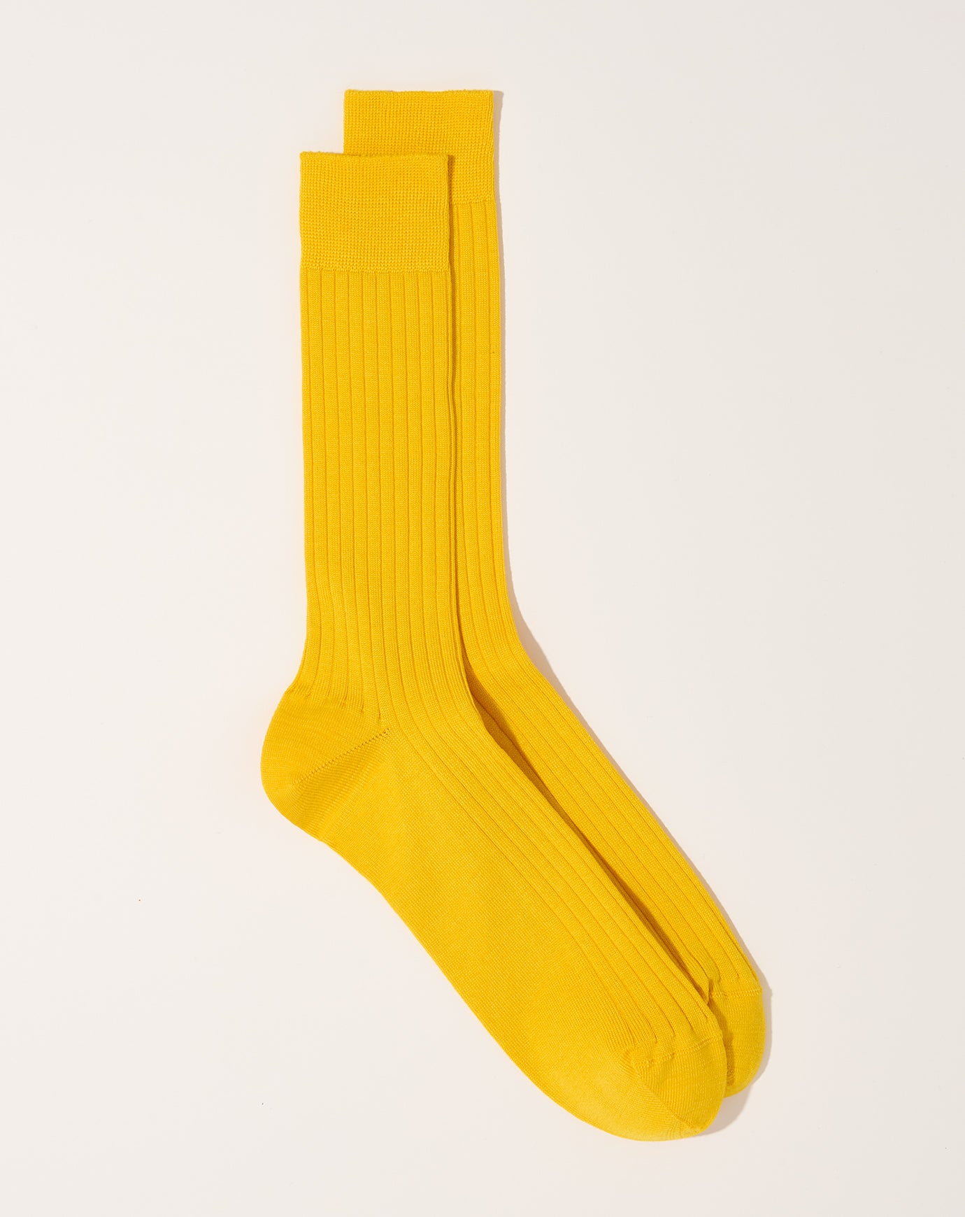 Silk Cotton Ribbed Socks in Susuki Gold | Nishiguchi Kutsushita | Covet + Lou L Silk Cotton Ribbed Socks in Susuki Gold | Nishiguchi Kutsushita | Covet + Lou L