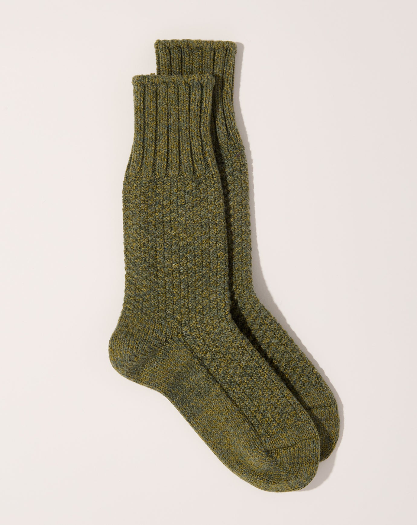 Nishiguchi Kutsushita Silk Cotton Ribbed Socks in Susuki Gold