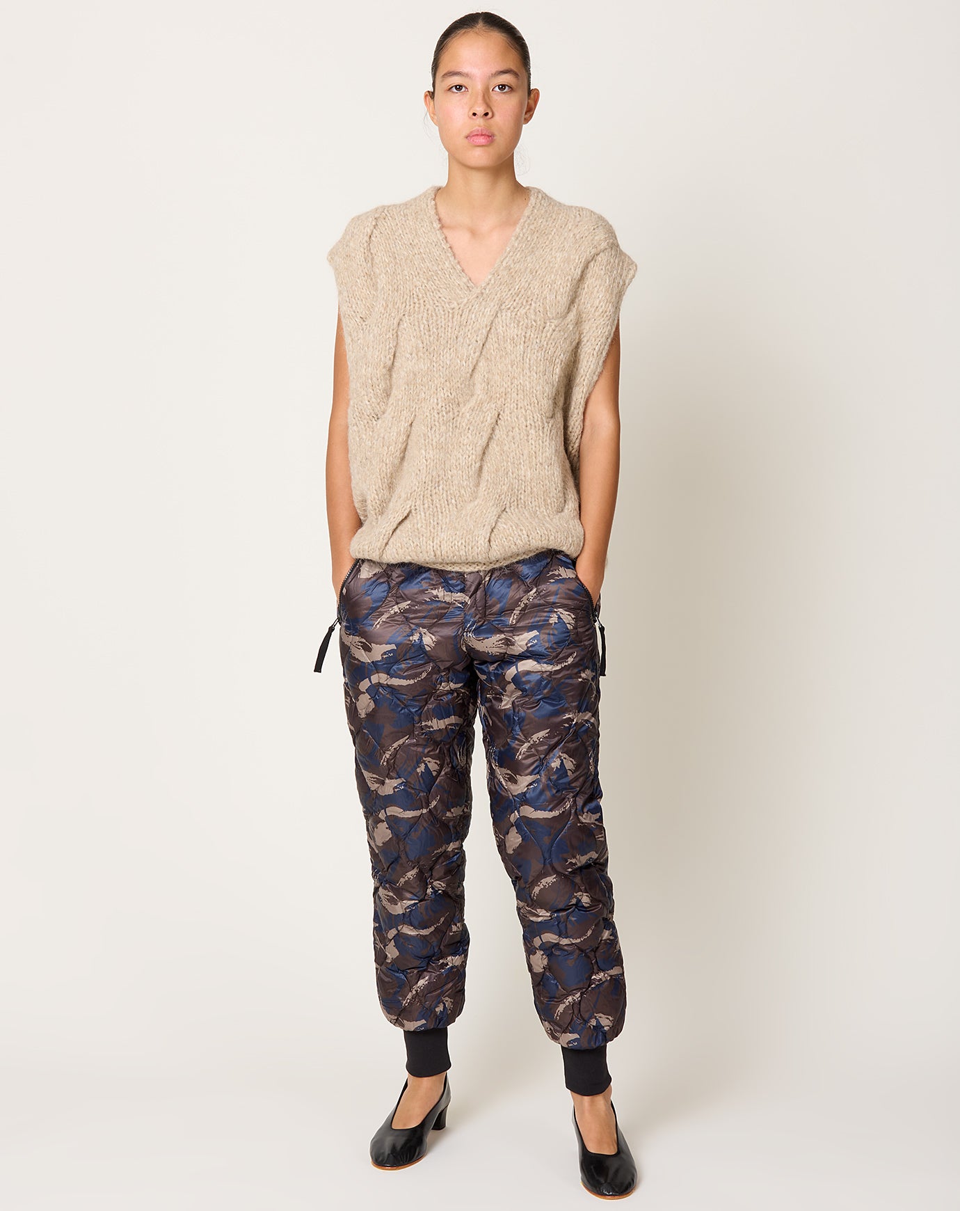 Taion Soft Shell Military Down Pants in Paint Camo