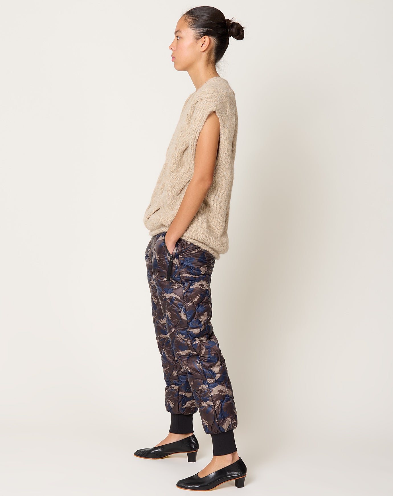 Taion Soft Shell Military Down Pants in Paint Camo