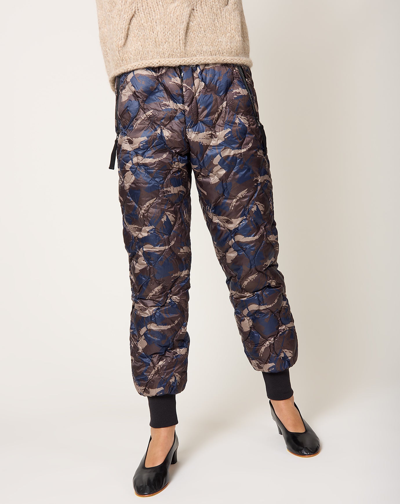Taion Soft Shell Military Down Pants in Paint Camo