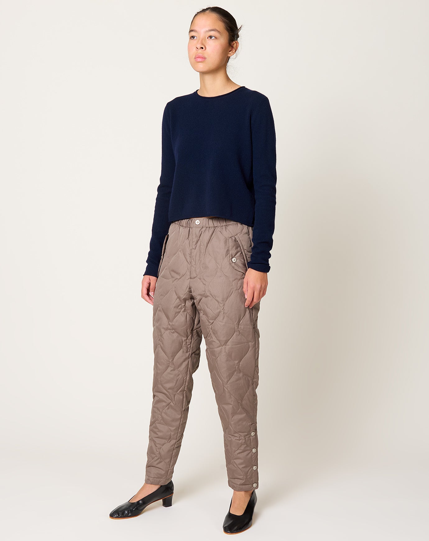Taion Button Slit Down Pants in Dark Khaki
