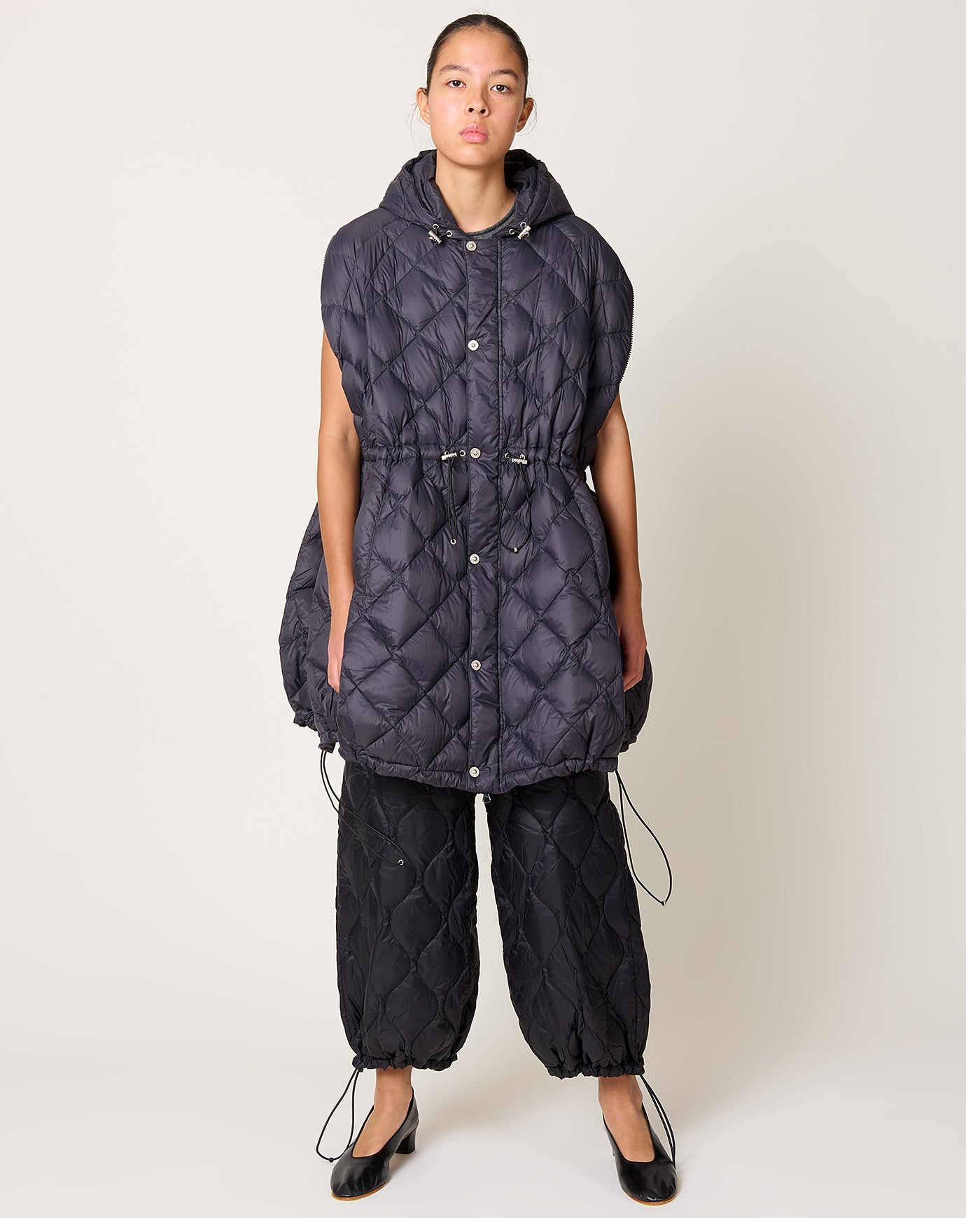 Taion City Down Cape in Dark Charcoal