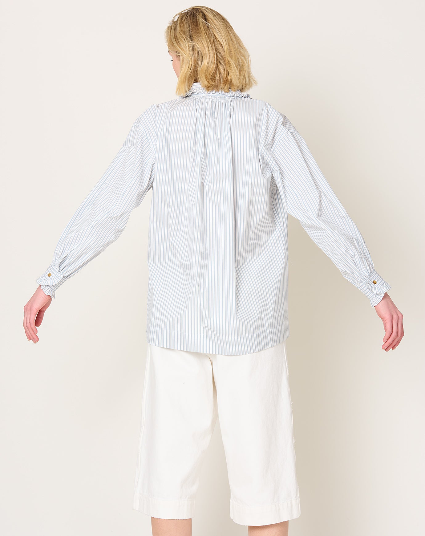 A'Court Poppy Blouse in Robin's Egg Stripe