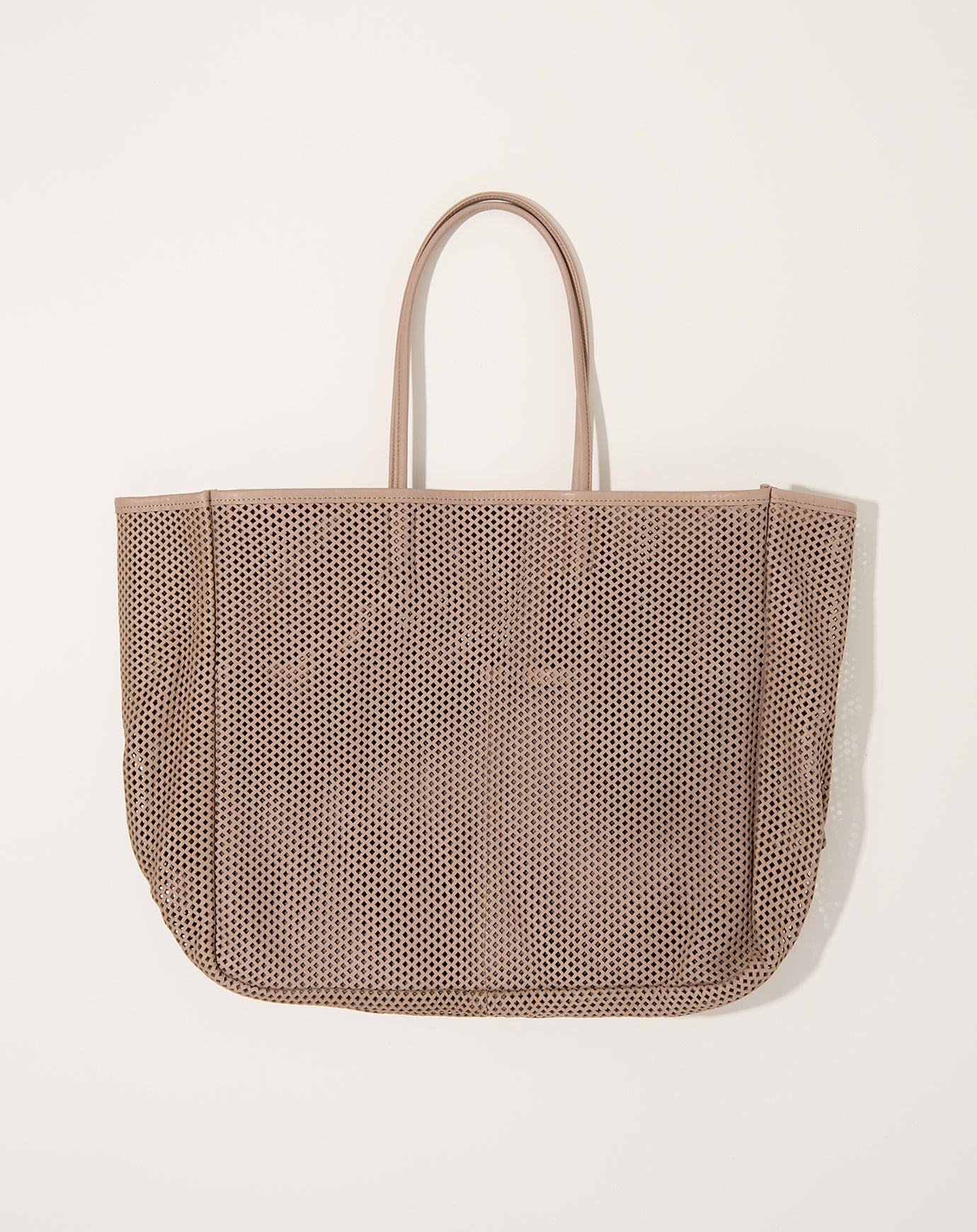 Amiacalva Washed Leather Mesh Tote in Beige