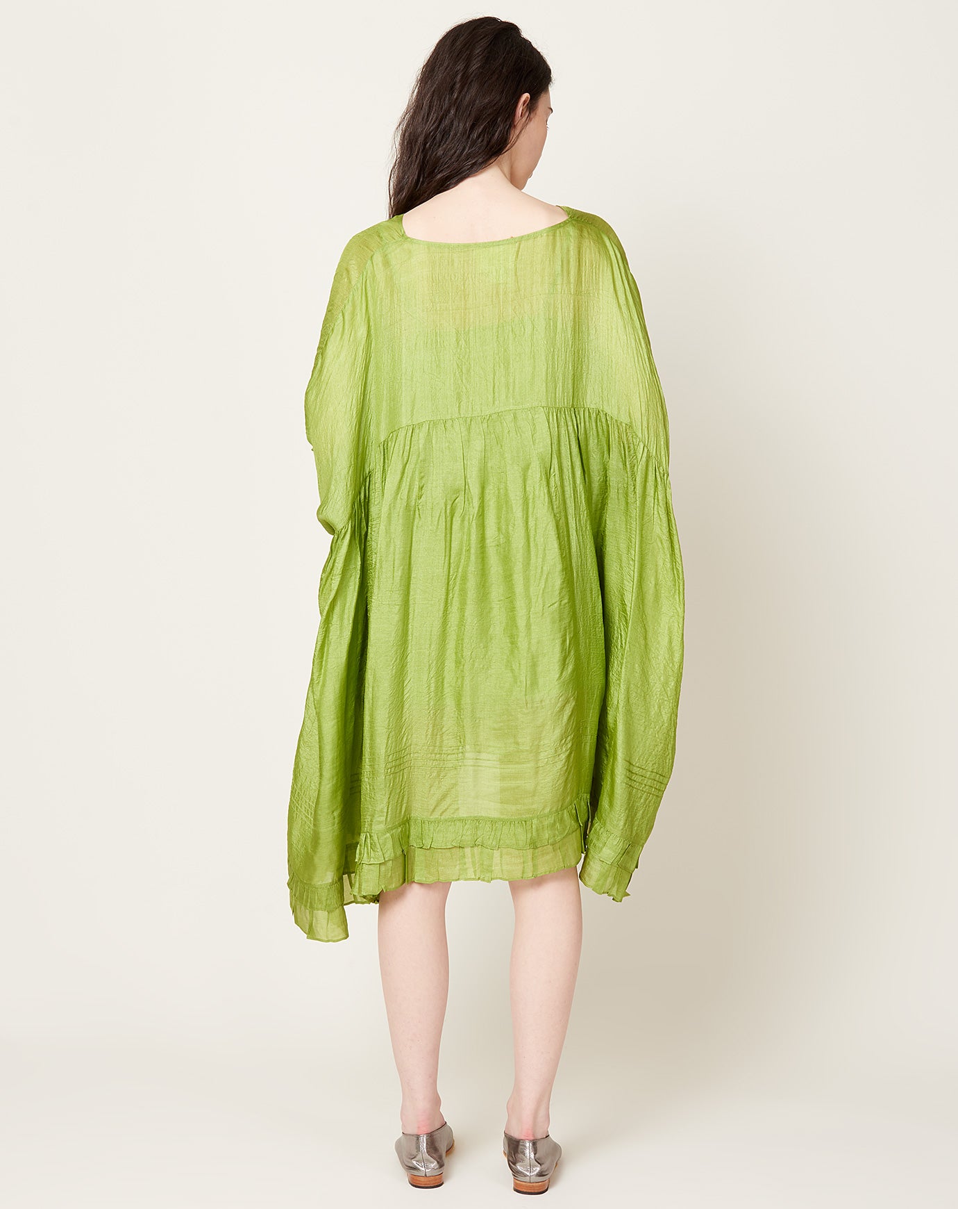 Anaak Valentina Long-Sleeve Mini Dress in Night Green