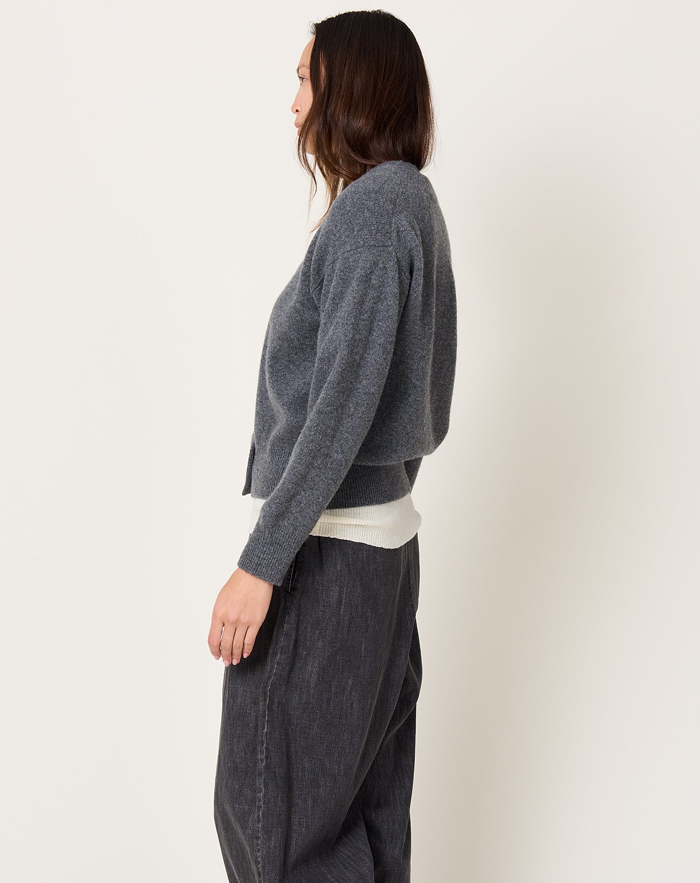 &Daughter Ada Crewneck Cardigan in Derby Grey