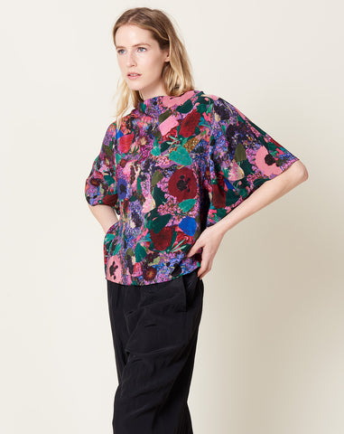 Asym Wave Top in Print A Pressed Flowers