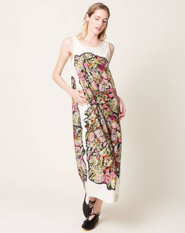 Deep Back Dress in Panel Print K Pressed Flowers