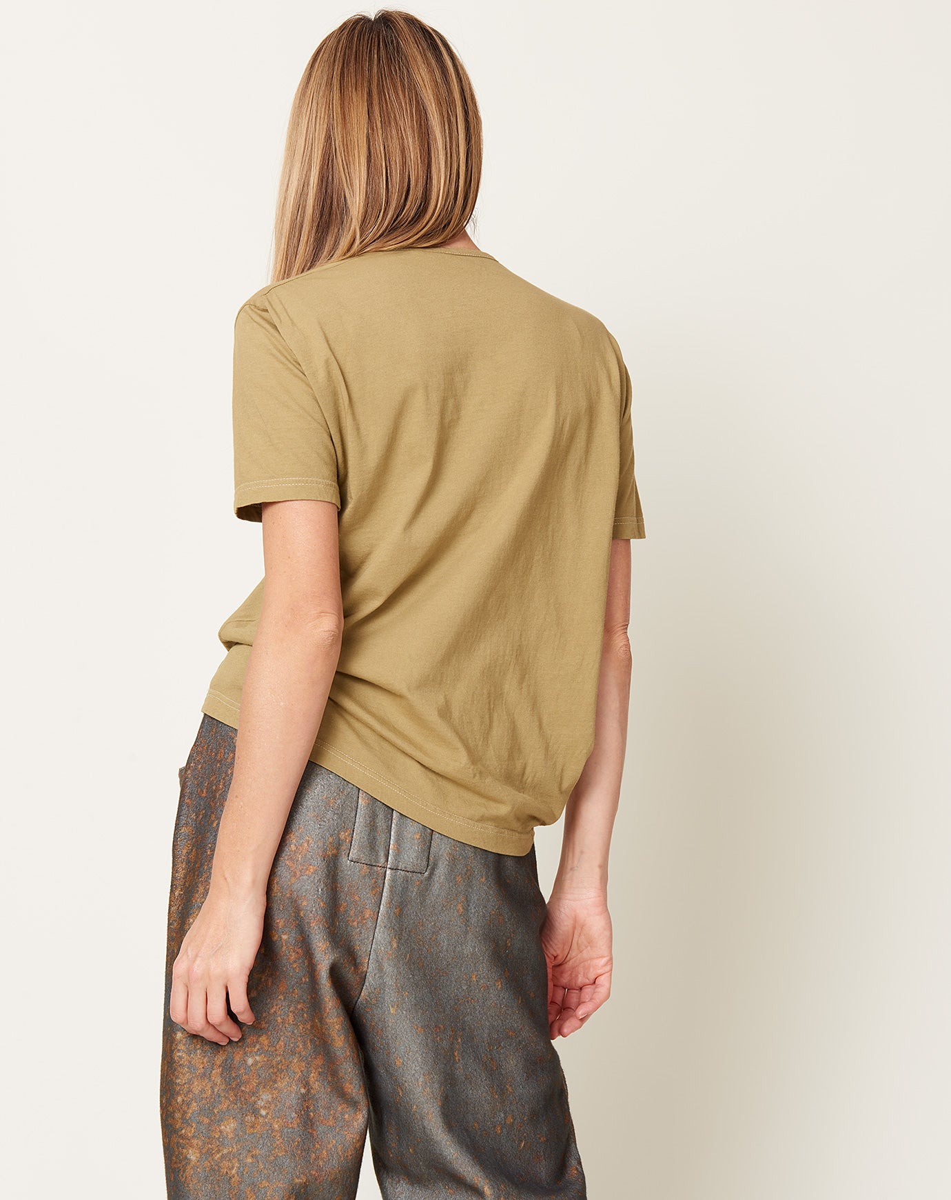 Anntian Edgy T Shirt in Garment Dyed Gold Brown