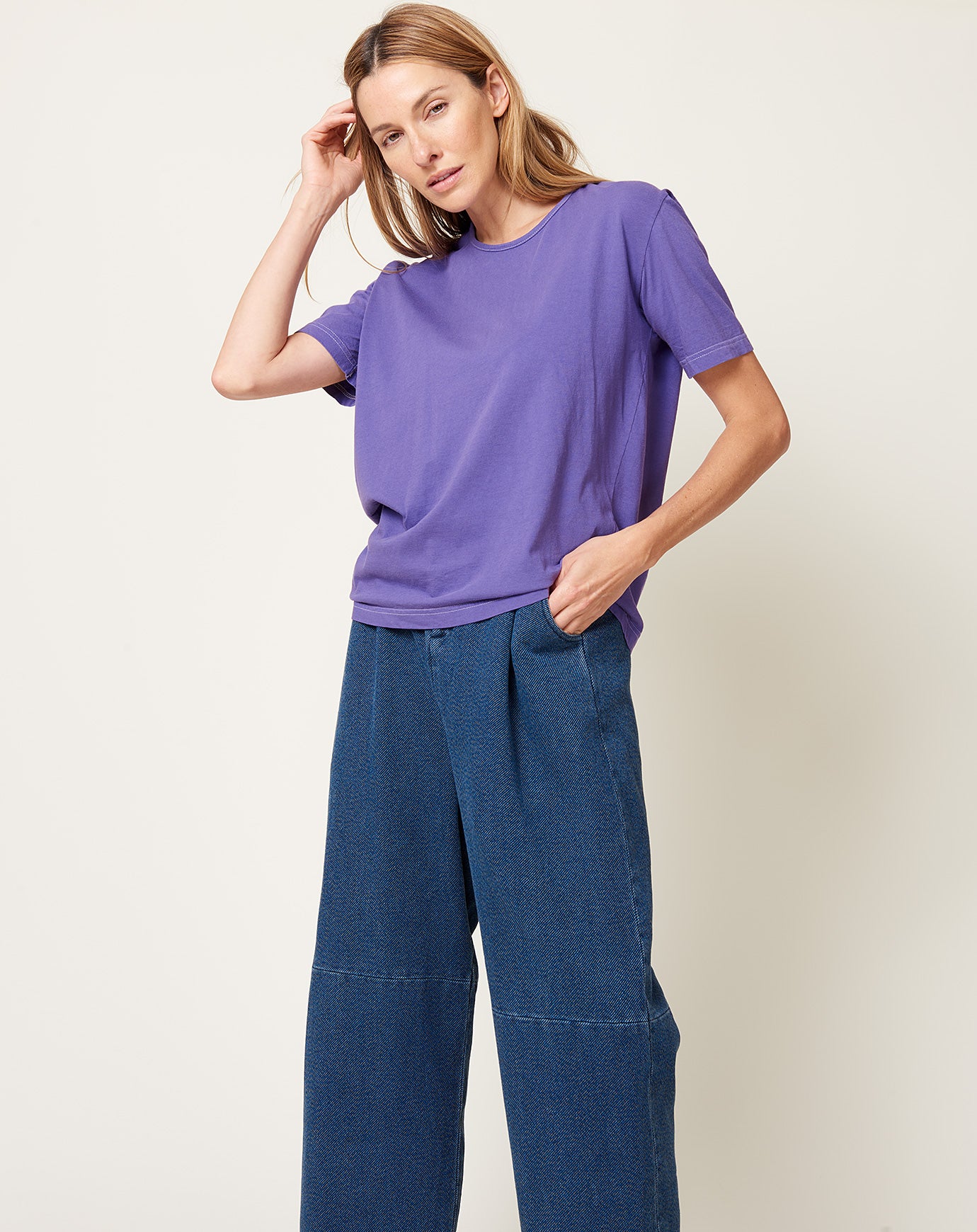 Anntian Edgy T Shirt in Garment Dyed Purple