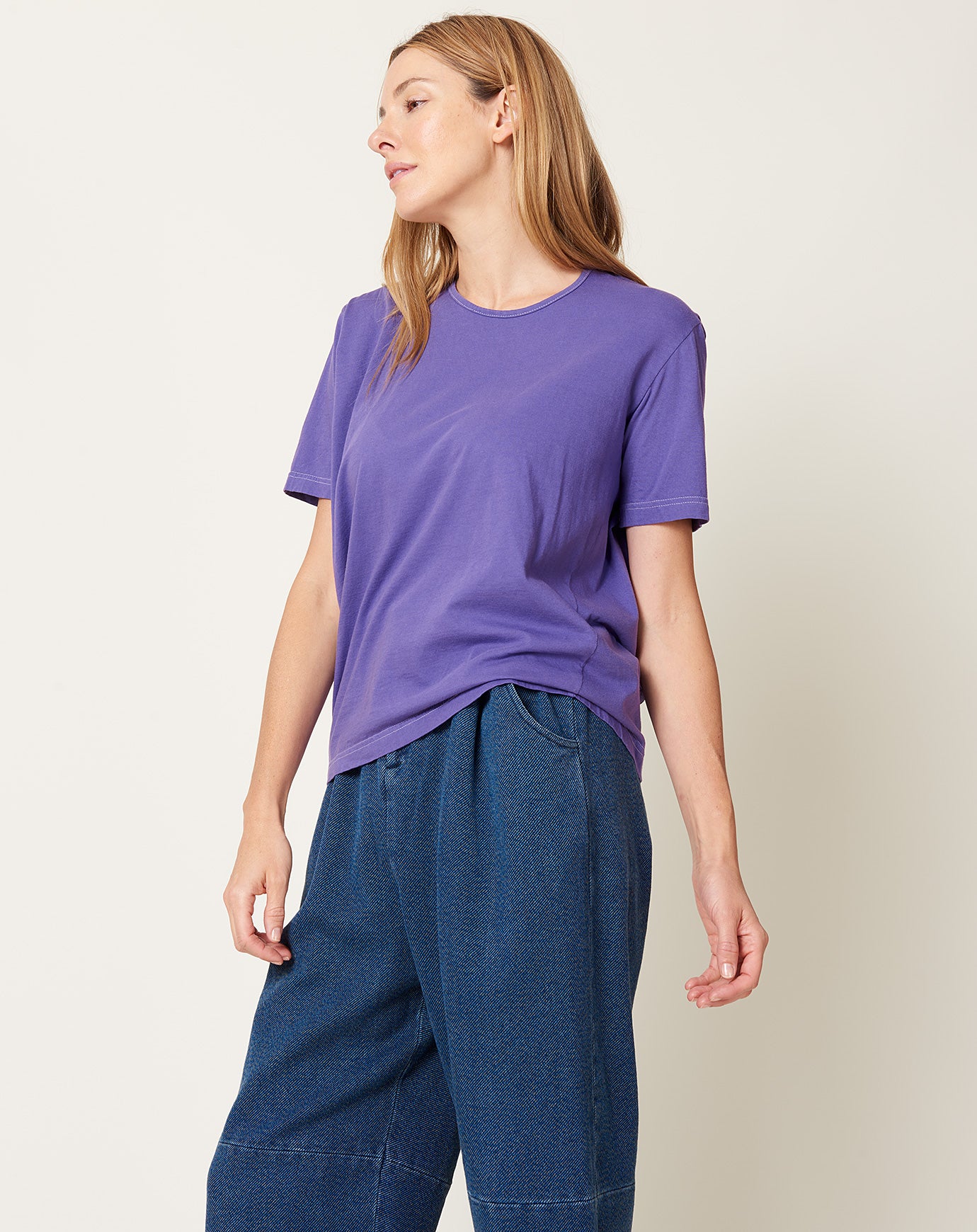Anntian Edgy T Shirt in Garment Dyed Purple